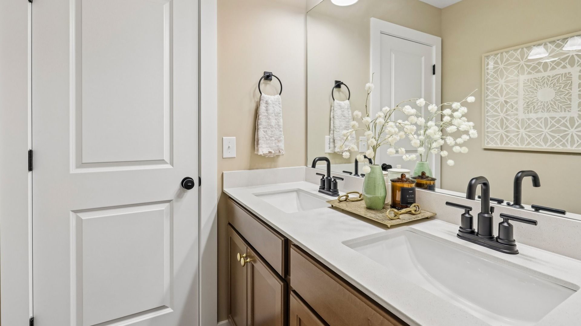 Secondary bathroom with dual vanity