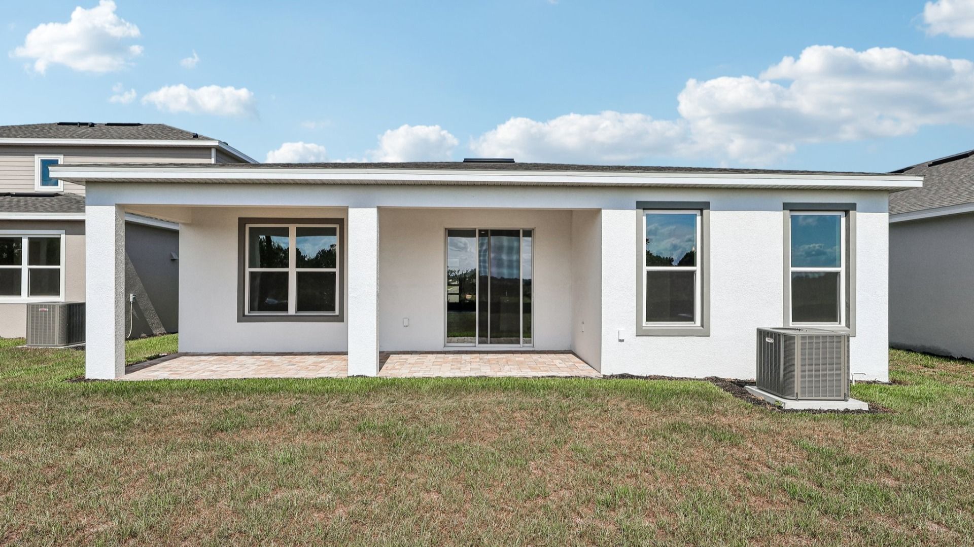 Acaica Floor Plan Rear Modern Elevation with Lanai at Lakeside at Satilla New Homes in St. Cloud