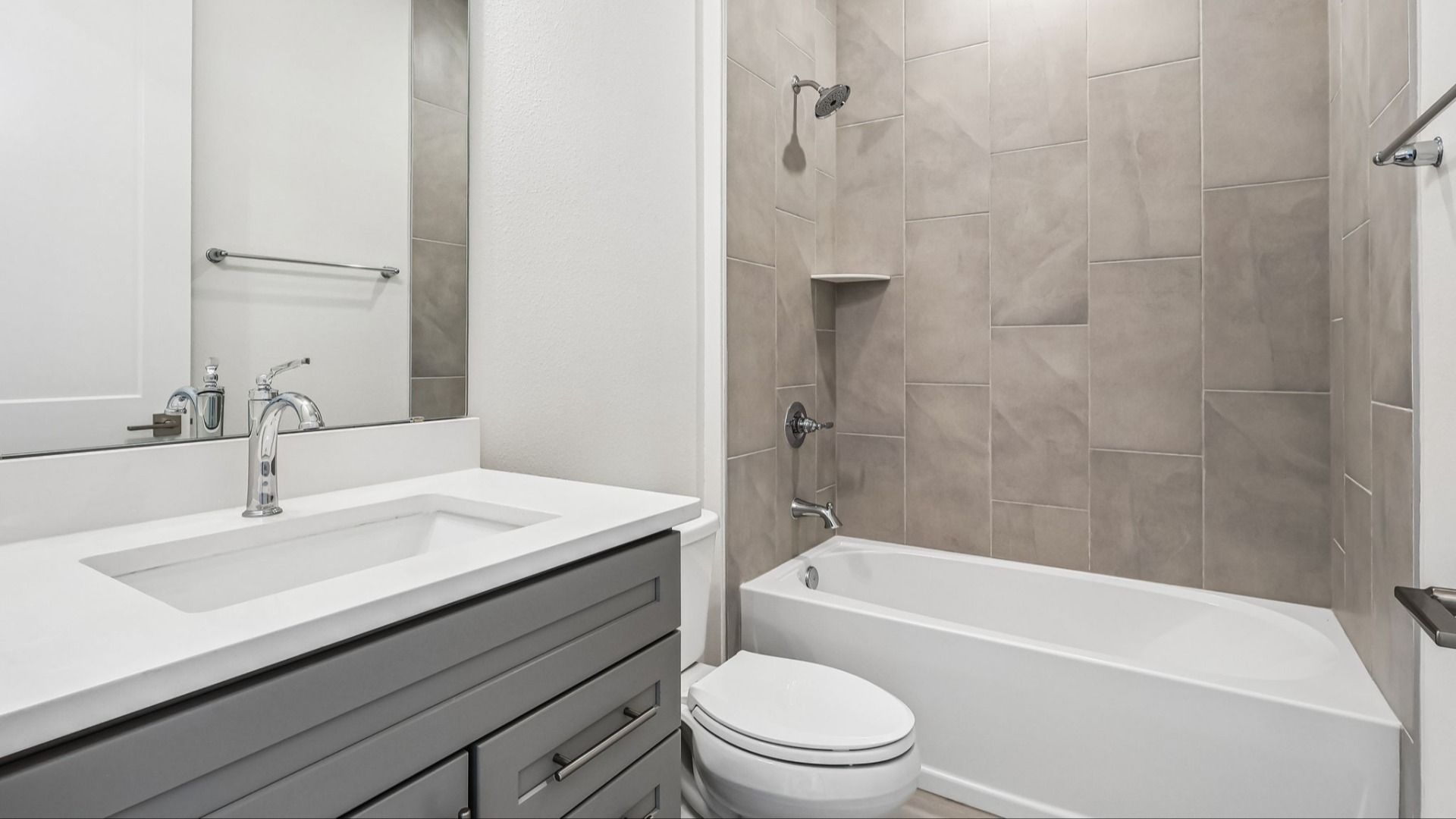 Longleaf Floor Plan Secondary Bathroom by DRB Homes Lakeside at Satilla in New Homes St. Cloud