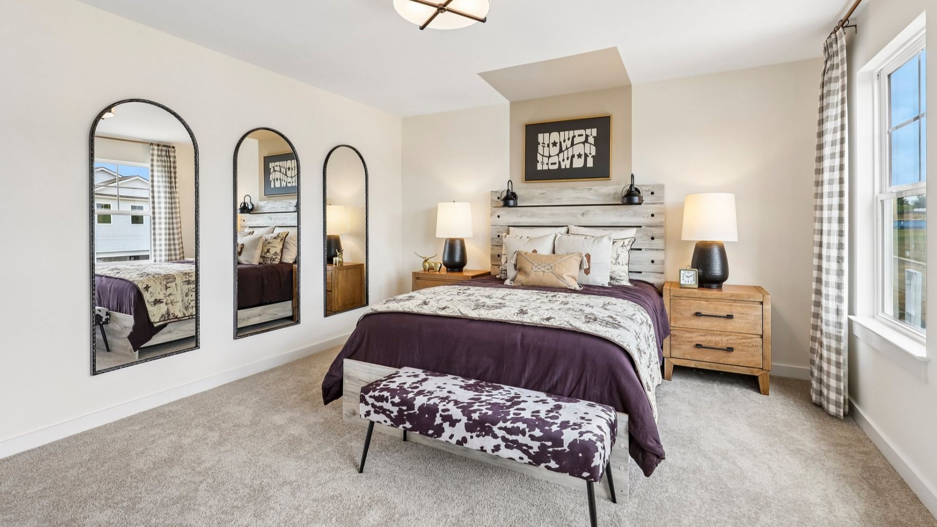 Secondary bedroom with window, carpet, and closet