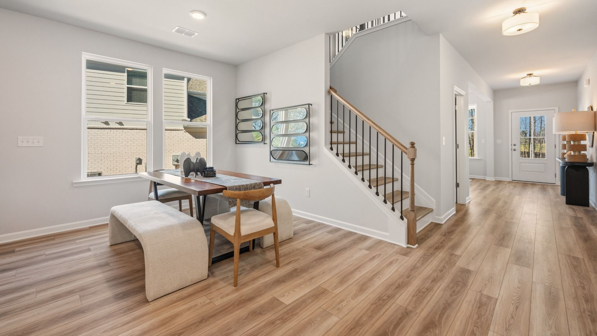 View of entryway with large hallway and access to staircase