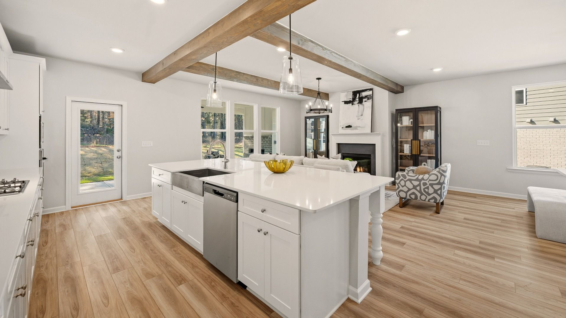 Kitchen with view of gathering room