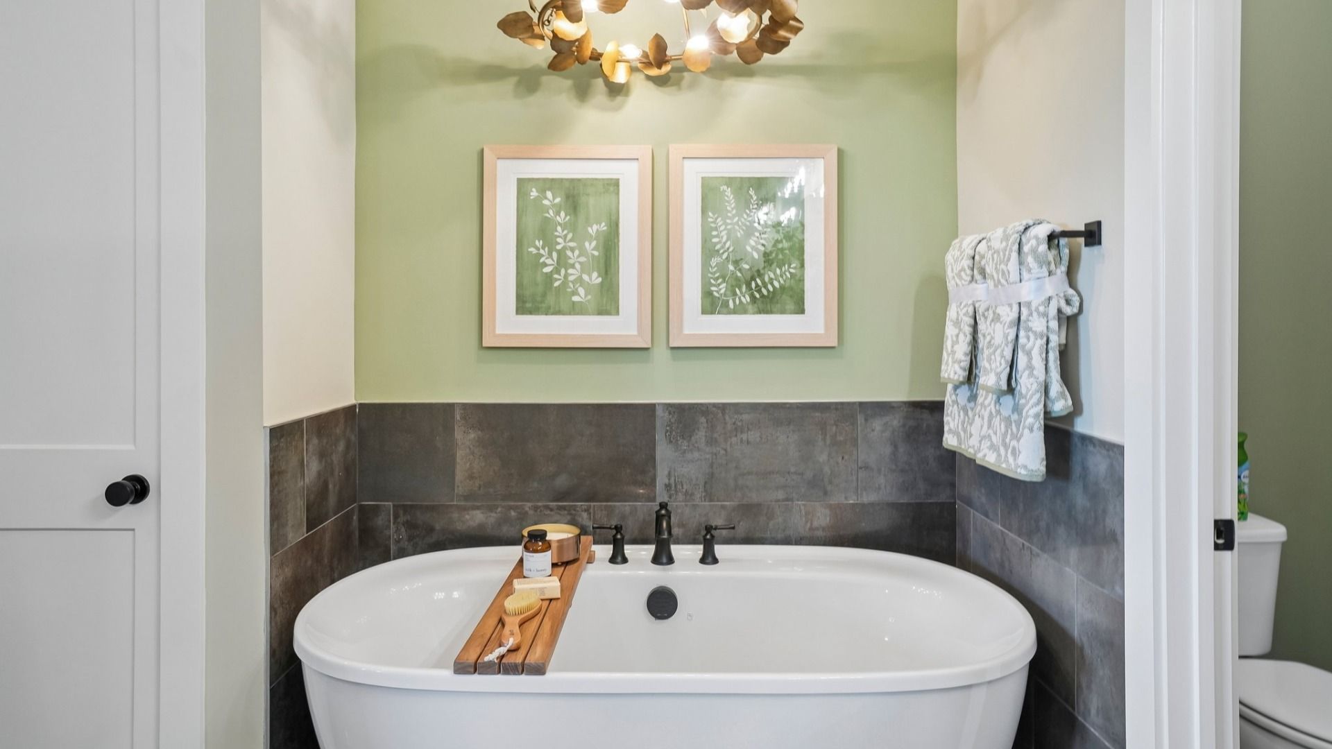 Primary bathroom with dedicated soaking tub