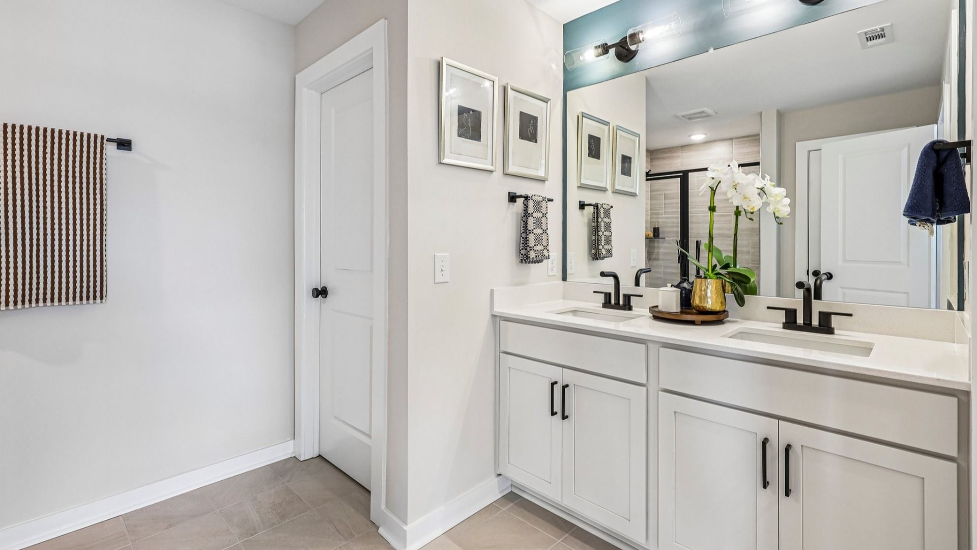 Primary bathroom with dual vanity