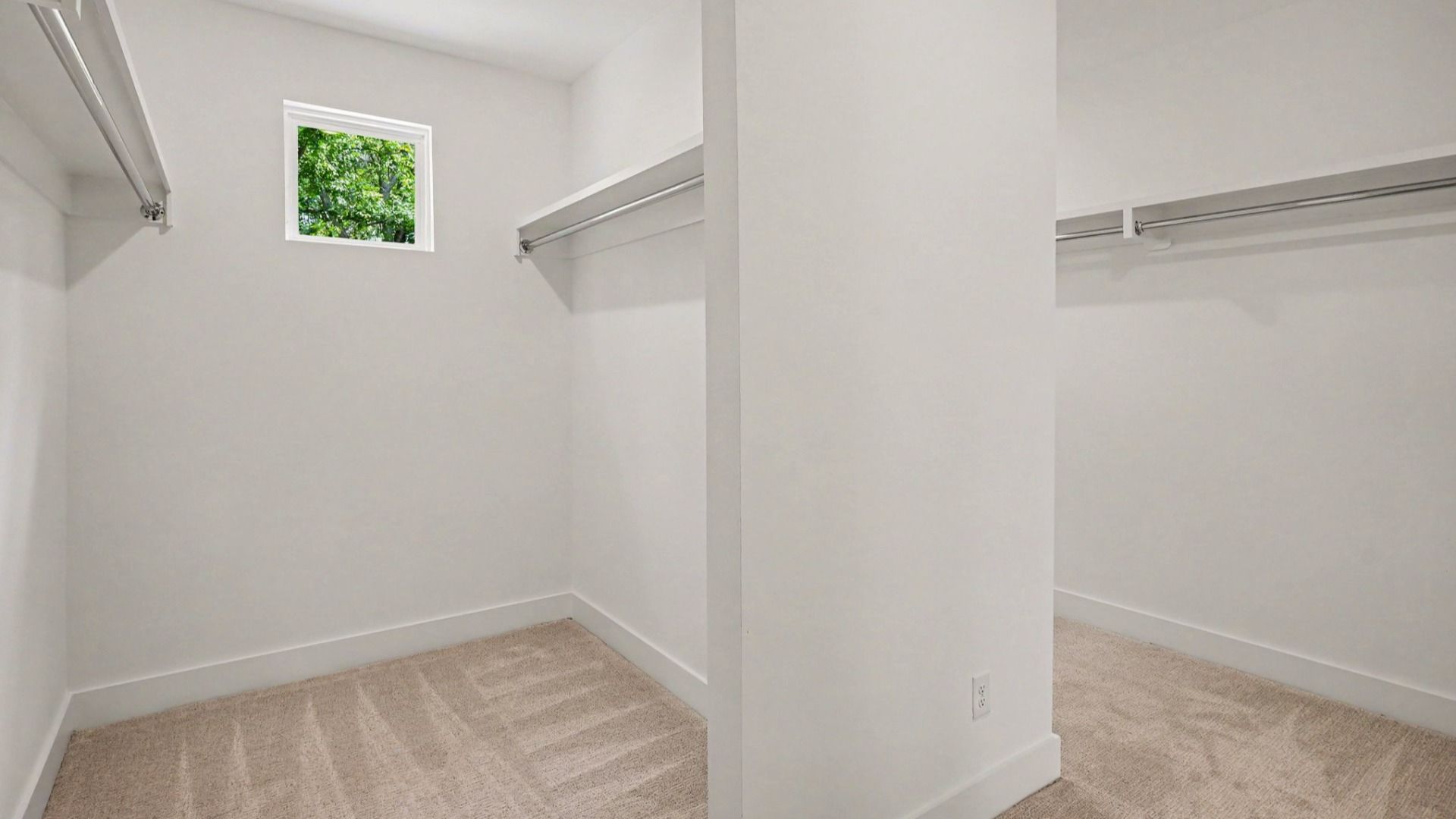 Primary closet with built-in shelves