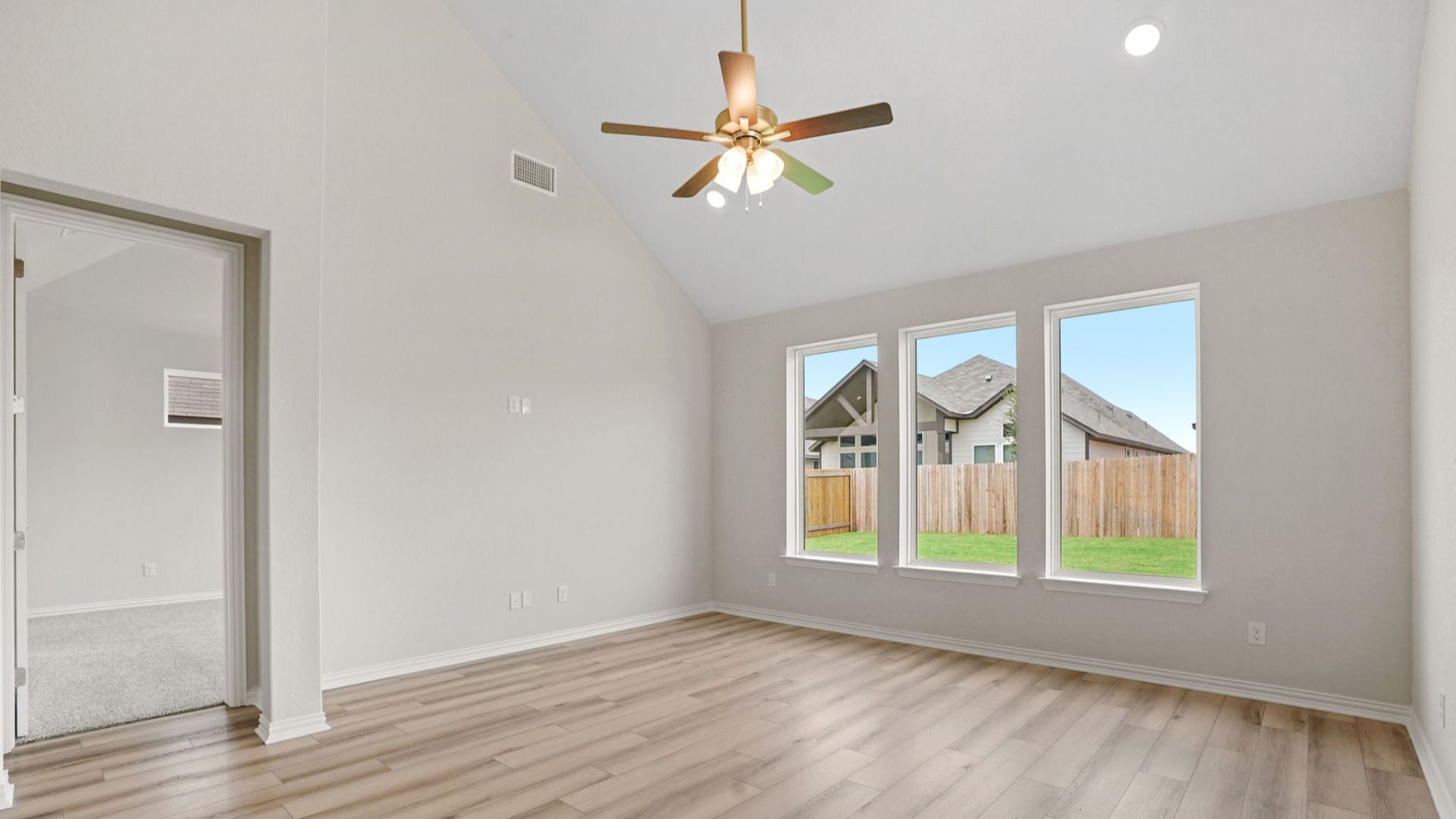 Great Room features picture windows. bringing plenty of natural light
