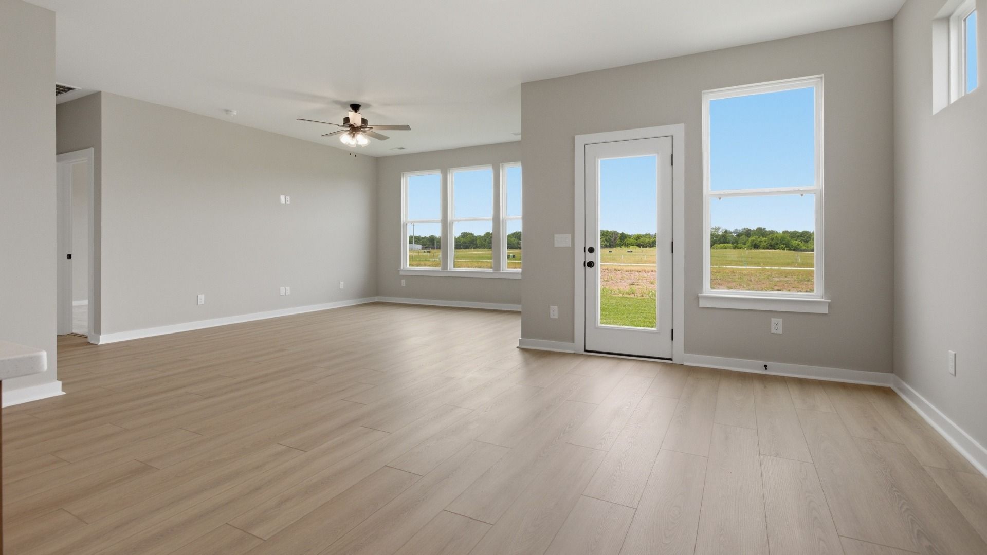 Open space in the Lassiter plan for a dining area and living room
