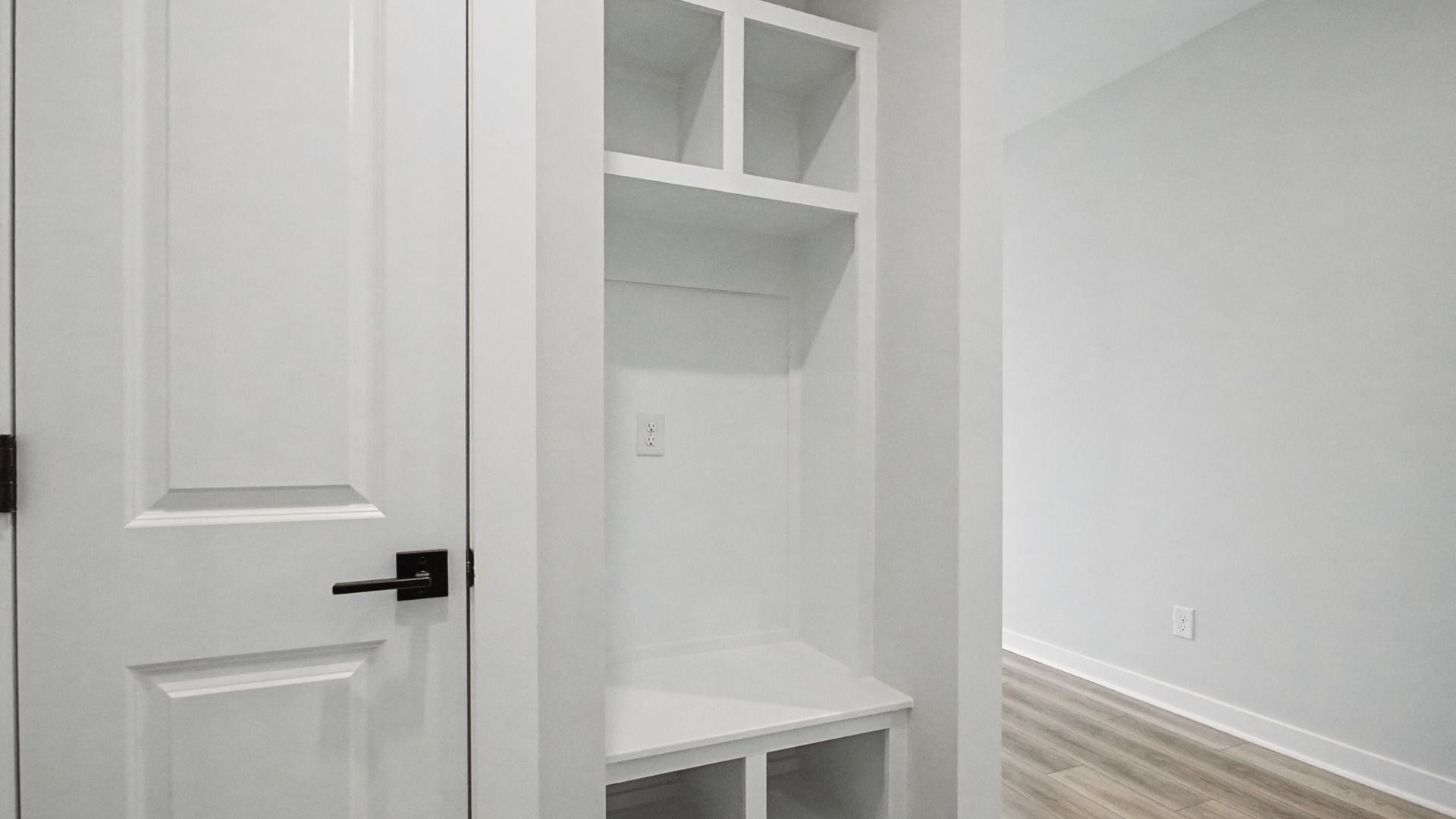 Built in MDF storage and bench