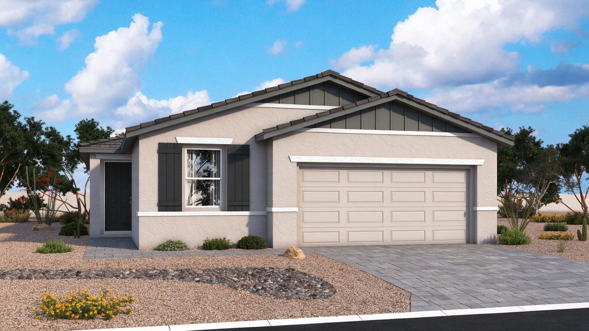 Magma Ranch, Florence AZ, Bisbee Home Plan, Elevation C, Modern, DRB Homes