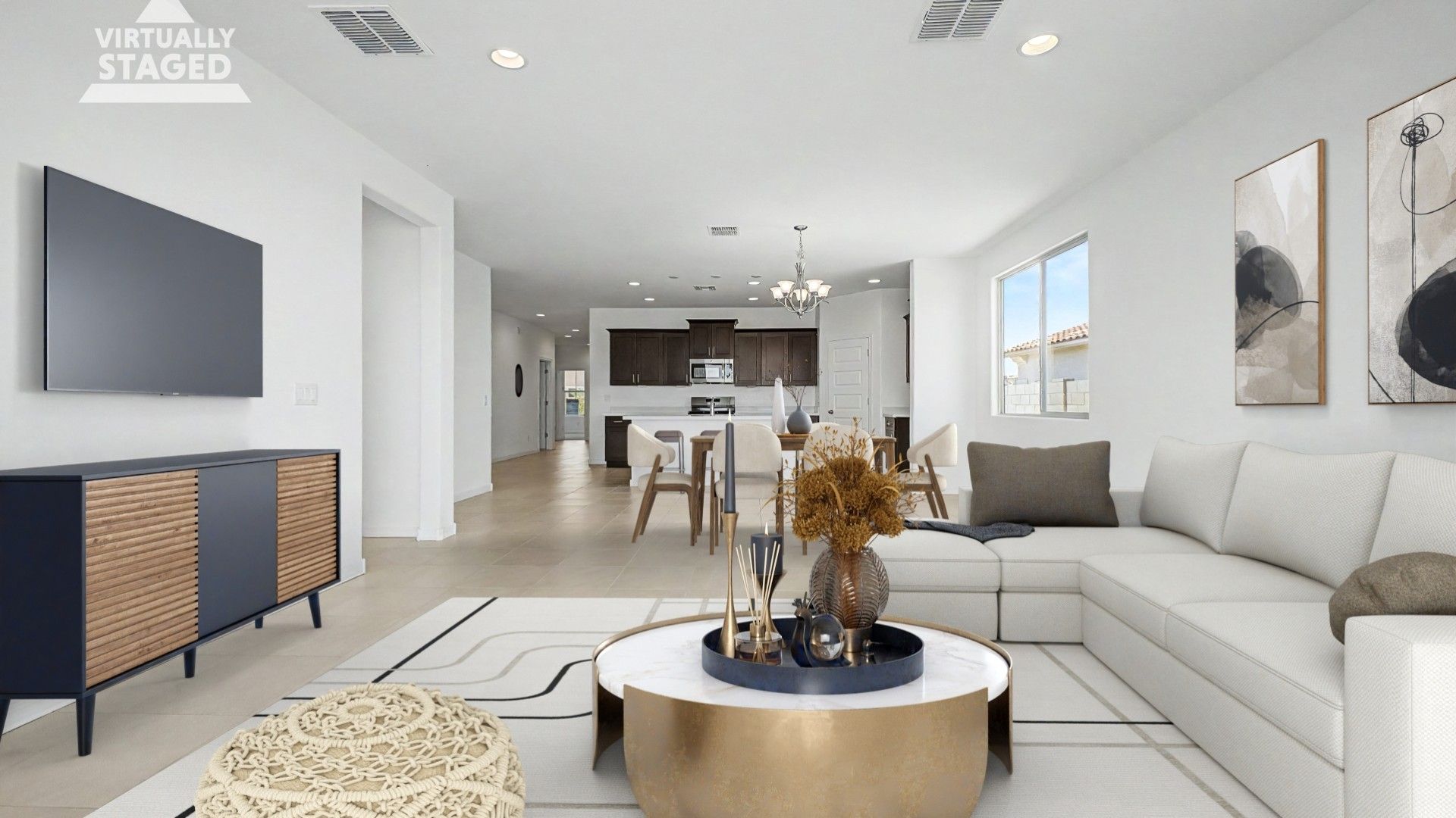 Sienna Park 1372 S 216th Ave, Buckeye AZ, Clover Interior Great Room Staged, DRB Homes