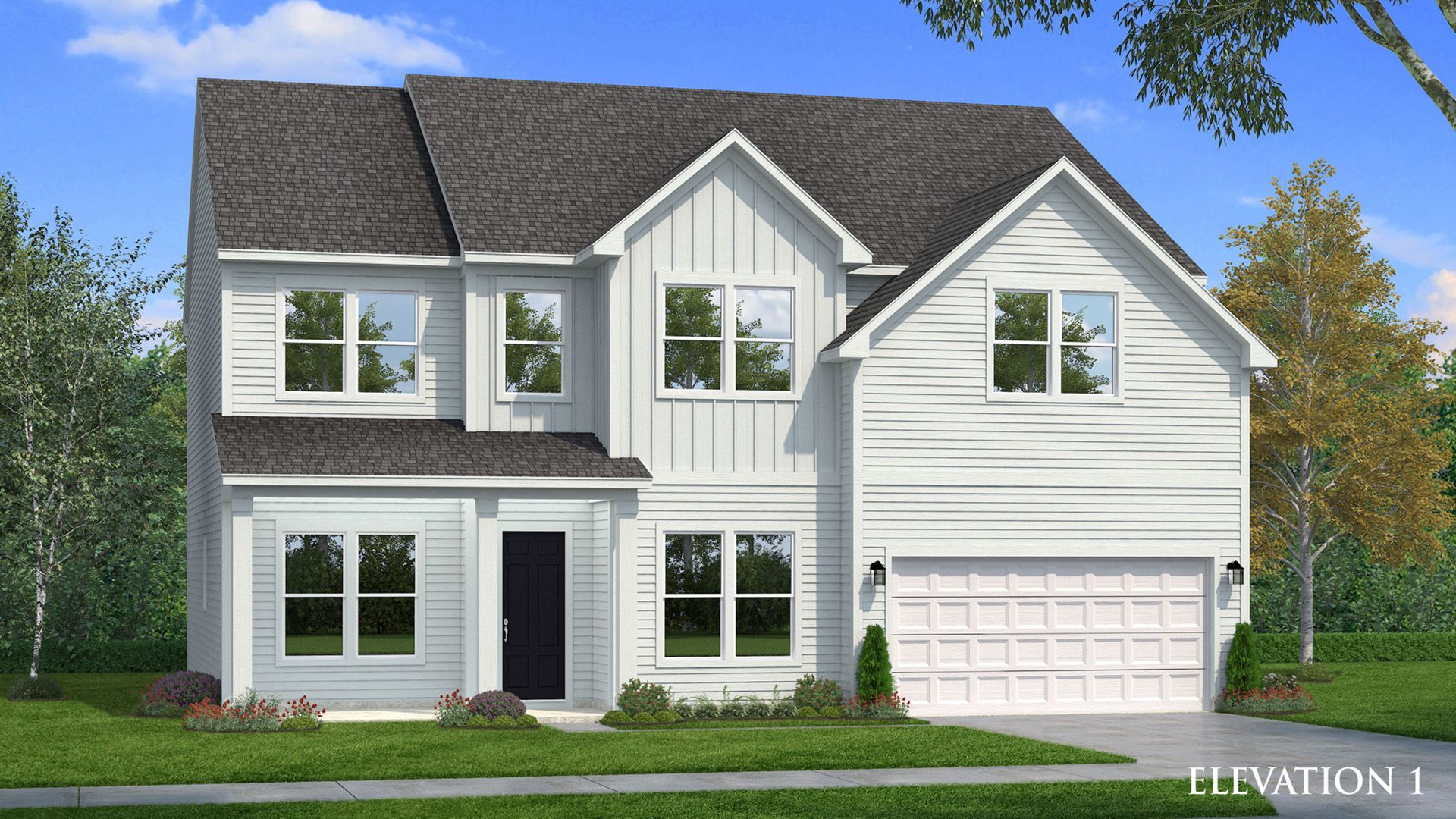 Exterior elevation rendering with Hardie siding