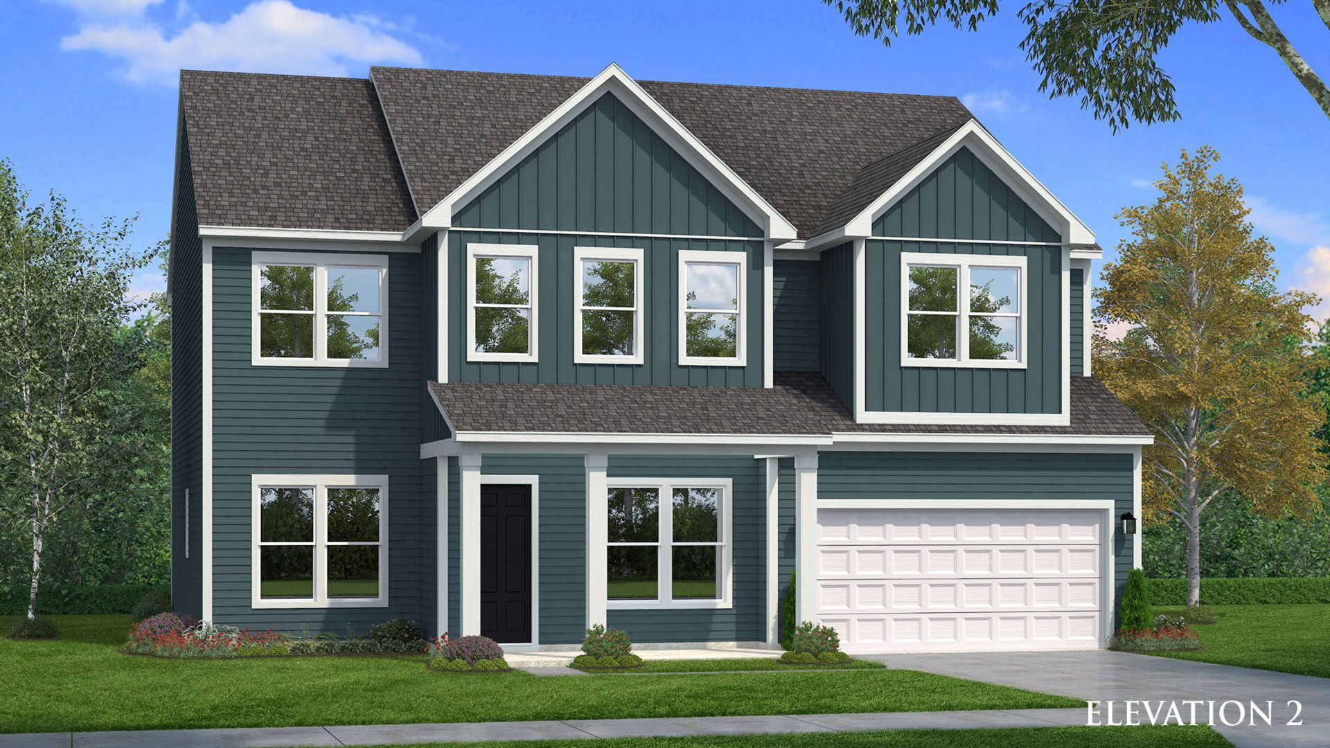 Exterior elevation rendering with Hardie siding