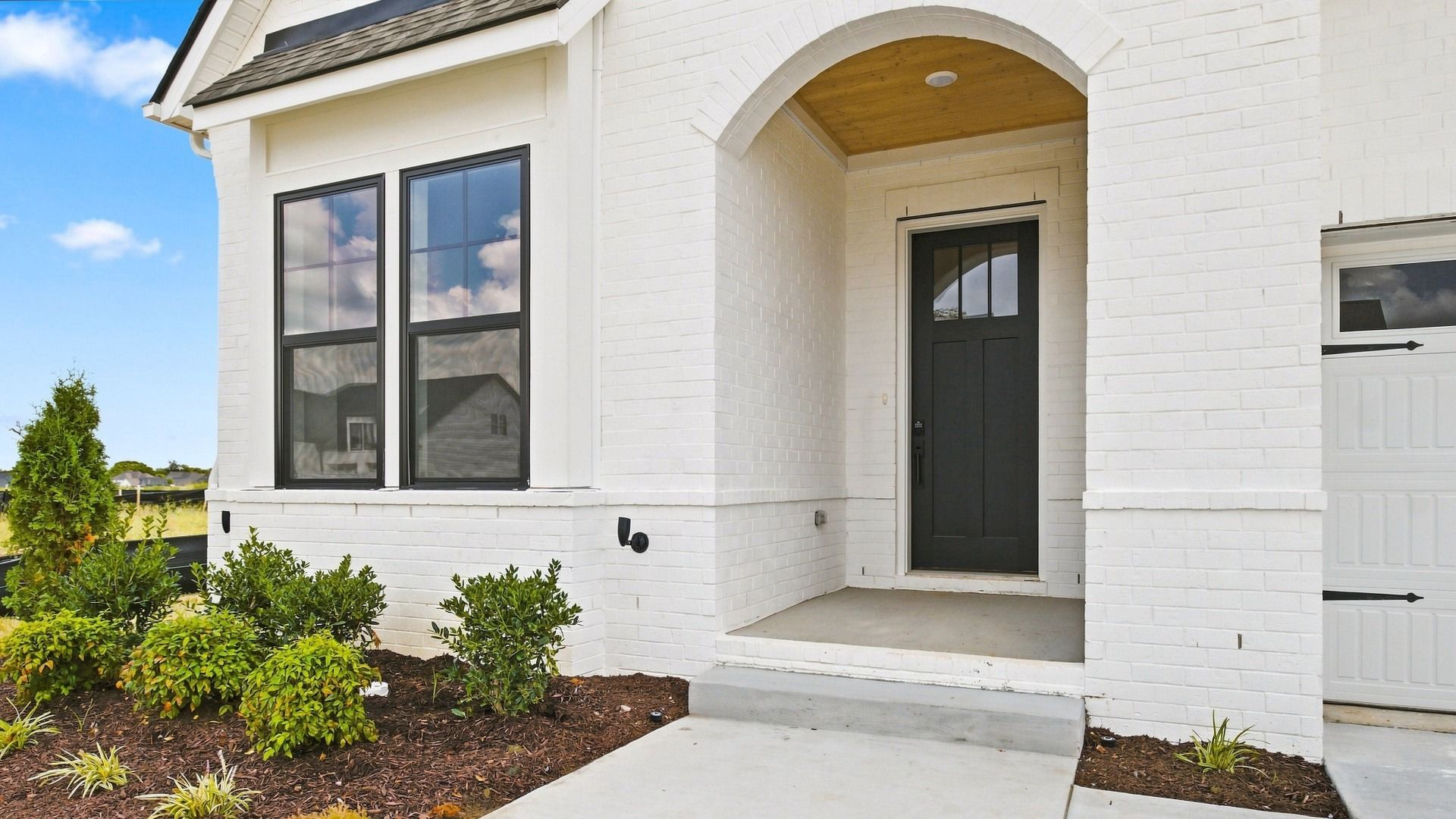 Closeup of porch and front door.