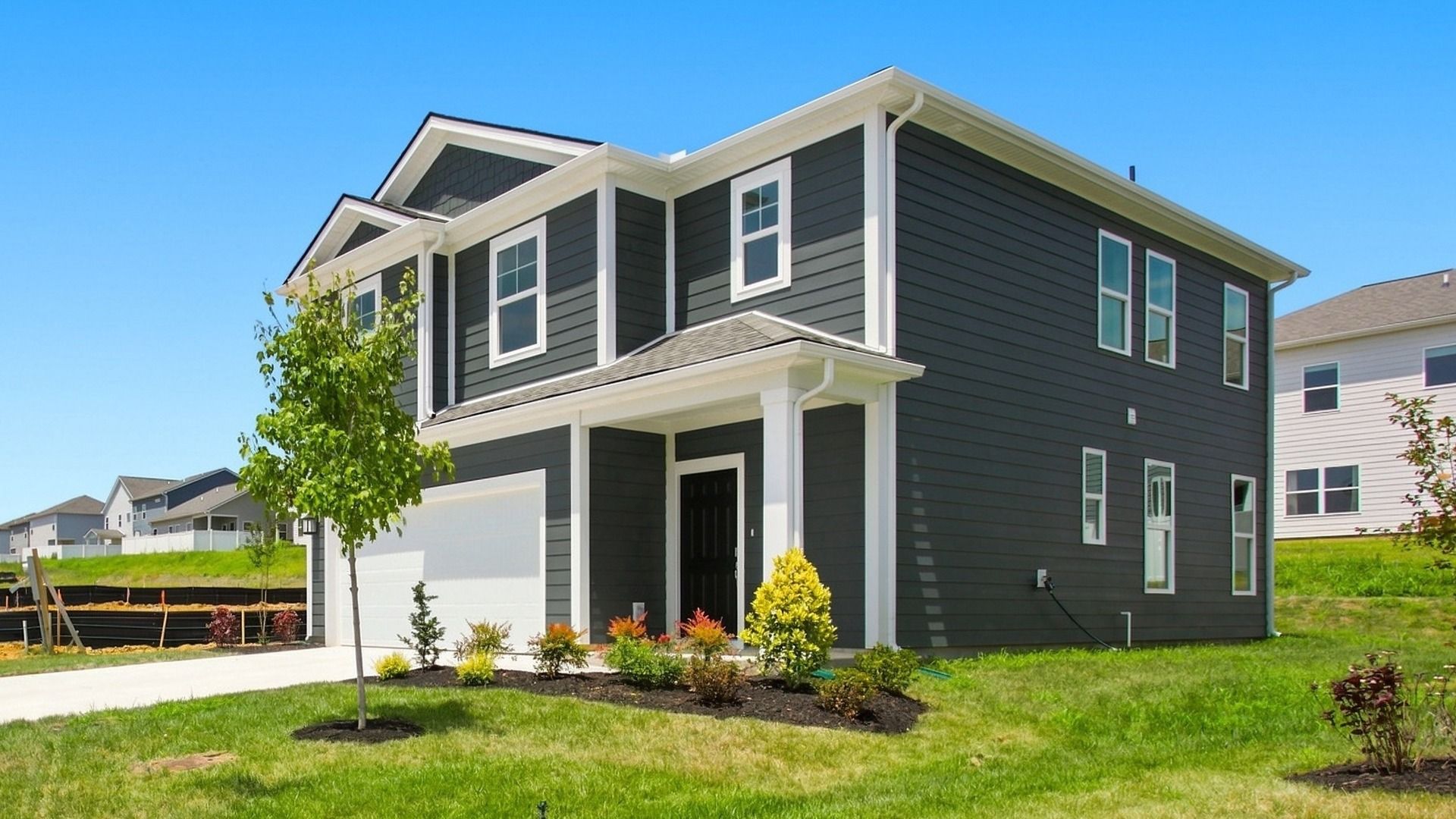 Angled view of front exterior from porch side