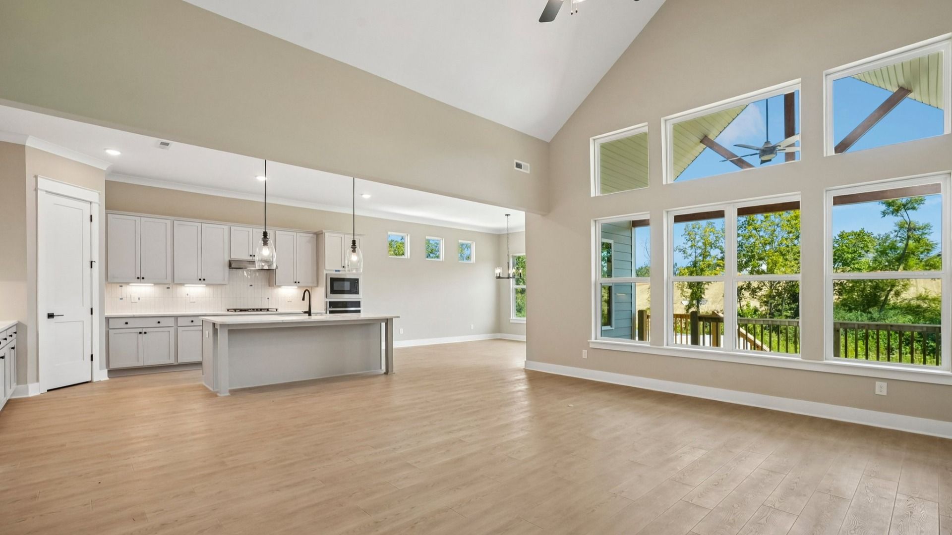 Elevated kitchen and spacious dining areas