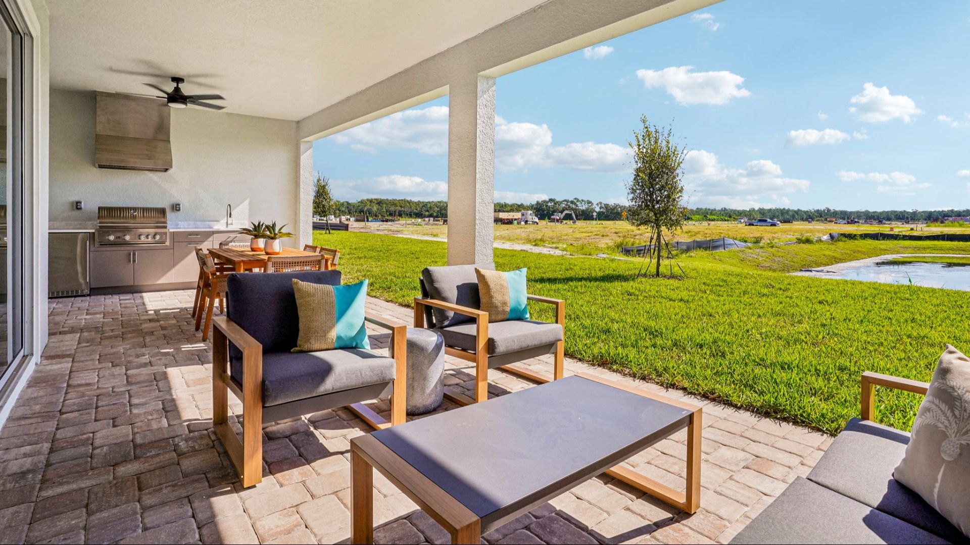 Oleander Rear Lanai and Summer Kitchen by DRB Homes in Ardisia Park in New Smyrna Beach, FL