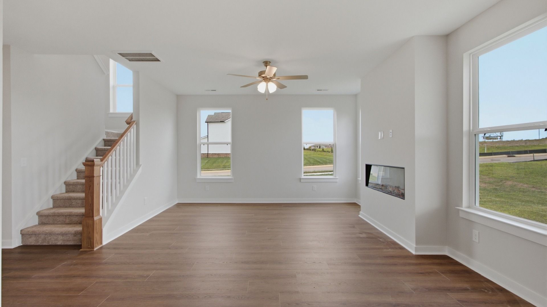 Staircase directly next to living area