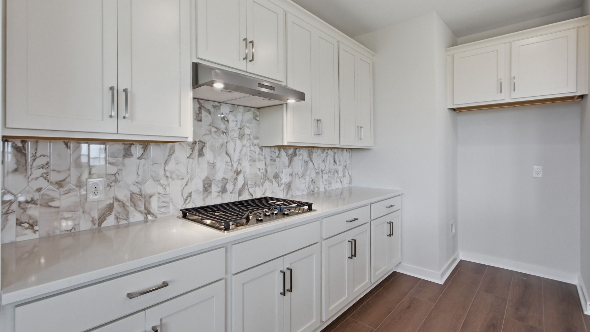 Countertop space with elevated quartz backwash