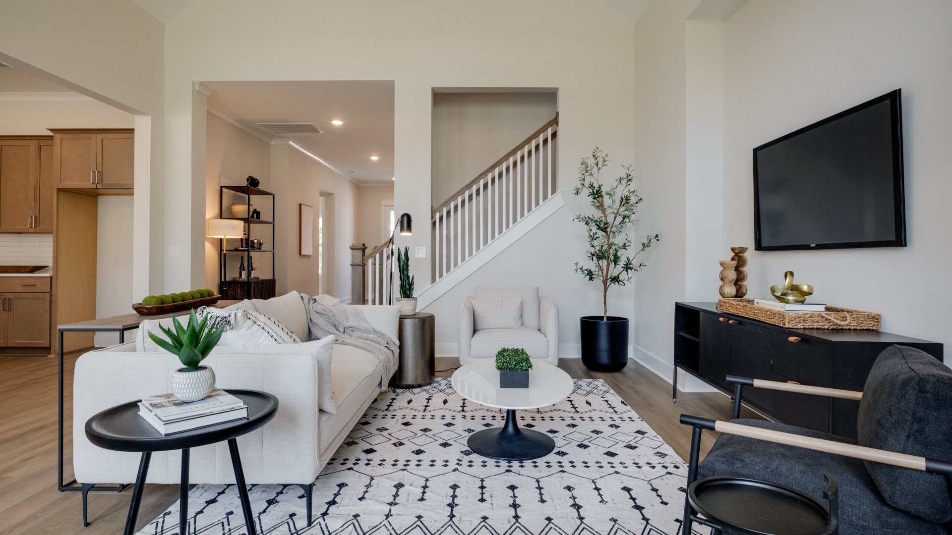Hard surface flooring with high ceilings for an elevated living area