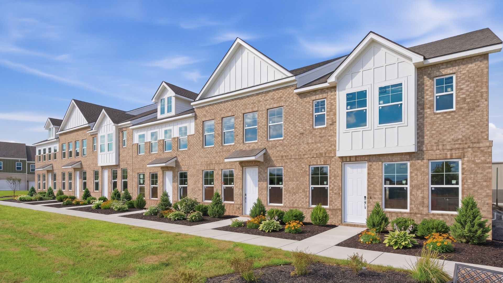 Enhanced Image of the second townhome building at Hartmann Landing, representative of a completed project