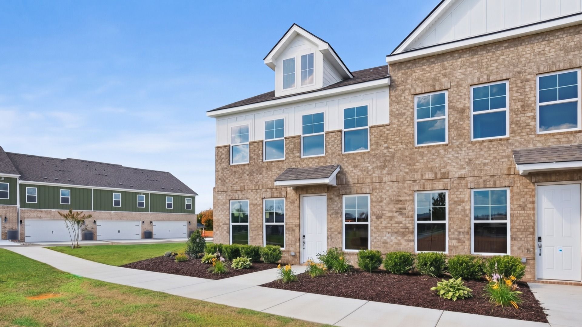 Front exterior of townhomes