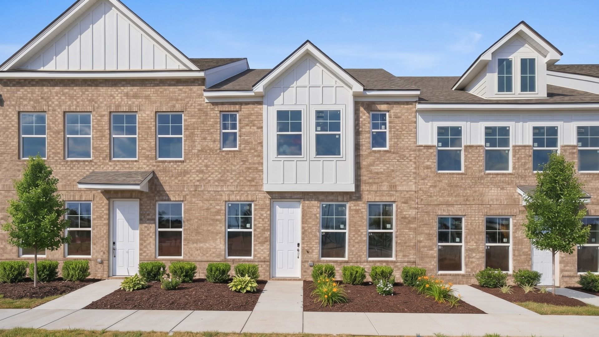 Front exterior of townhomes