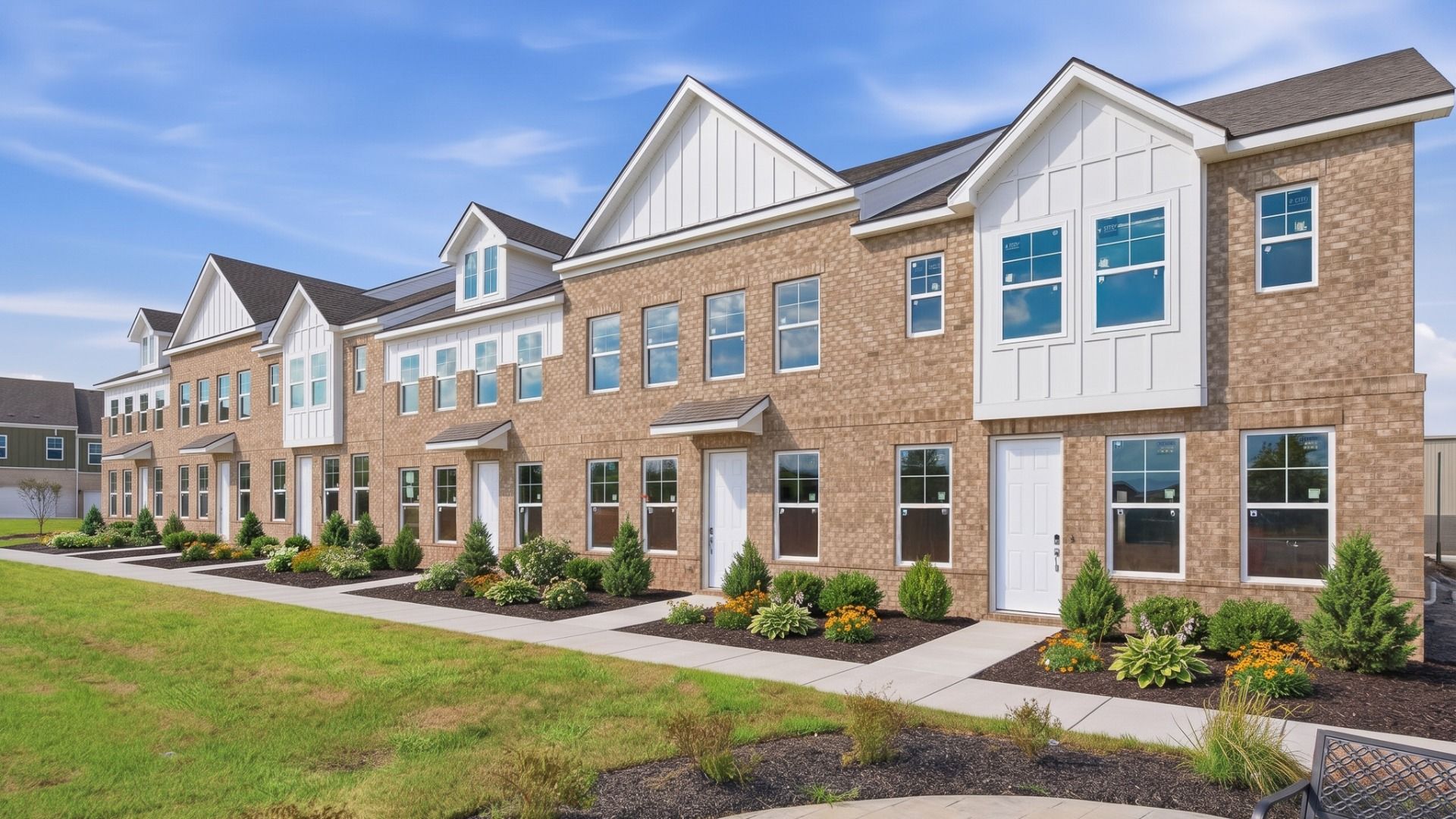 Front exterior of townhomes