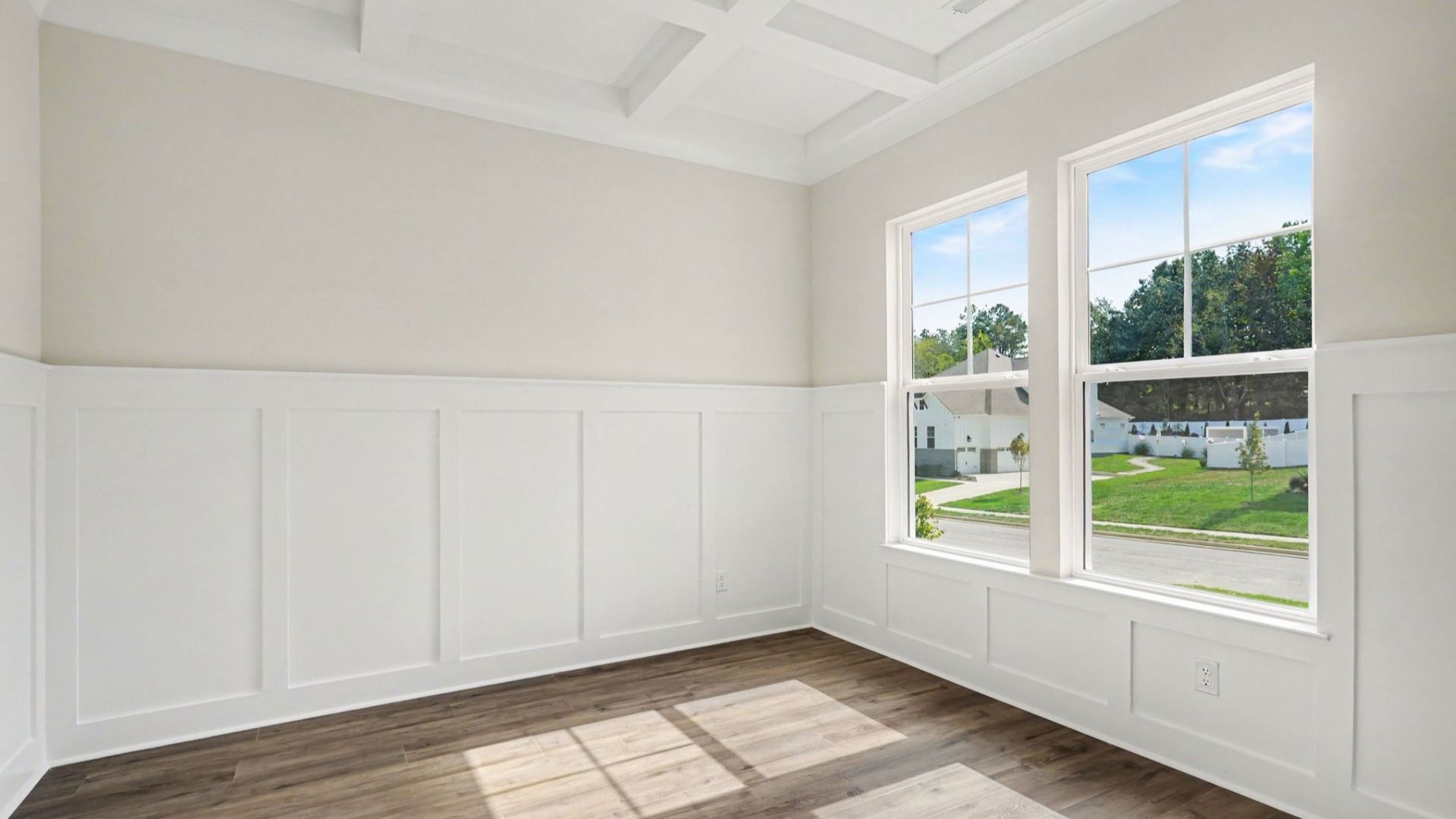 Luxurious tray ceilings in loft space