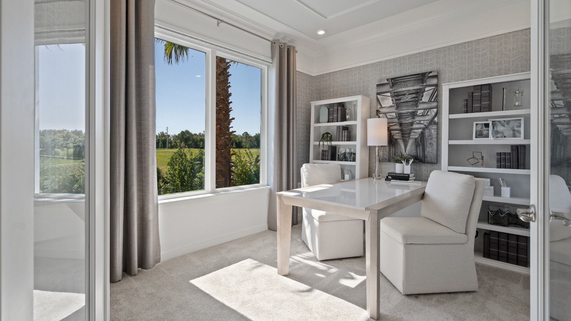 Private study with large double window at a DRB Homes Ambersweet model at the Trinity Place community.