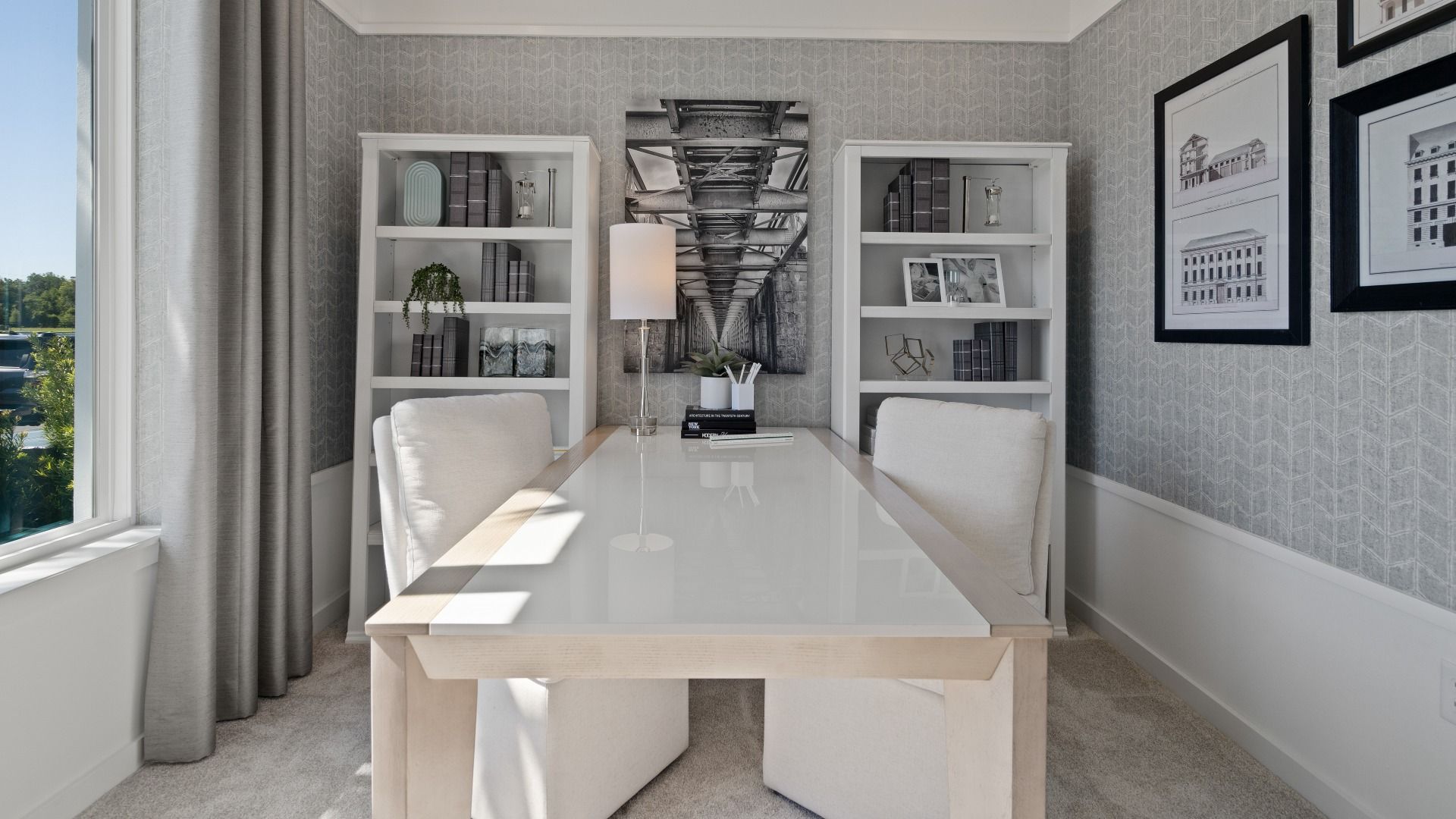 Private study with large double window at a DRB Homes Ambersweet model at the Trinity Place community.