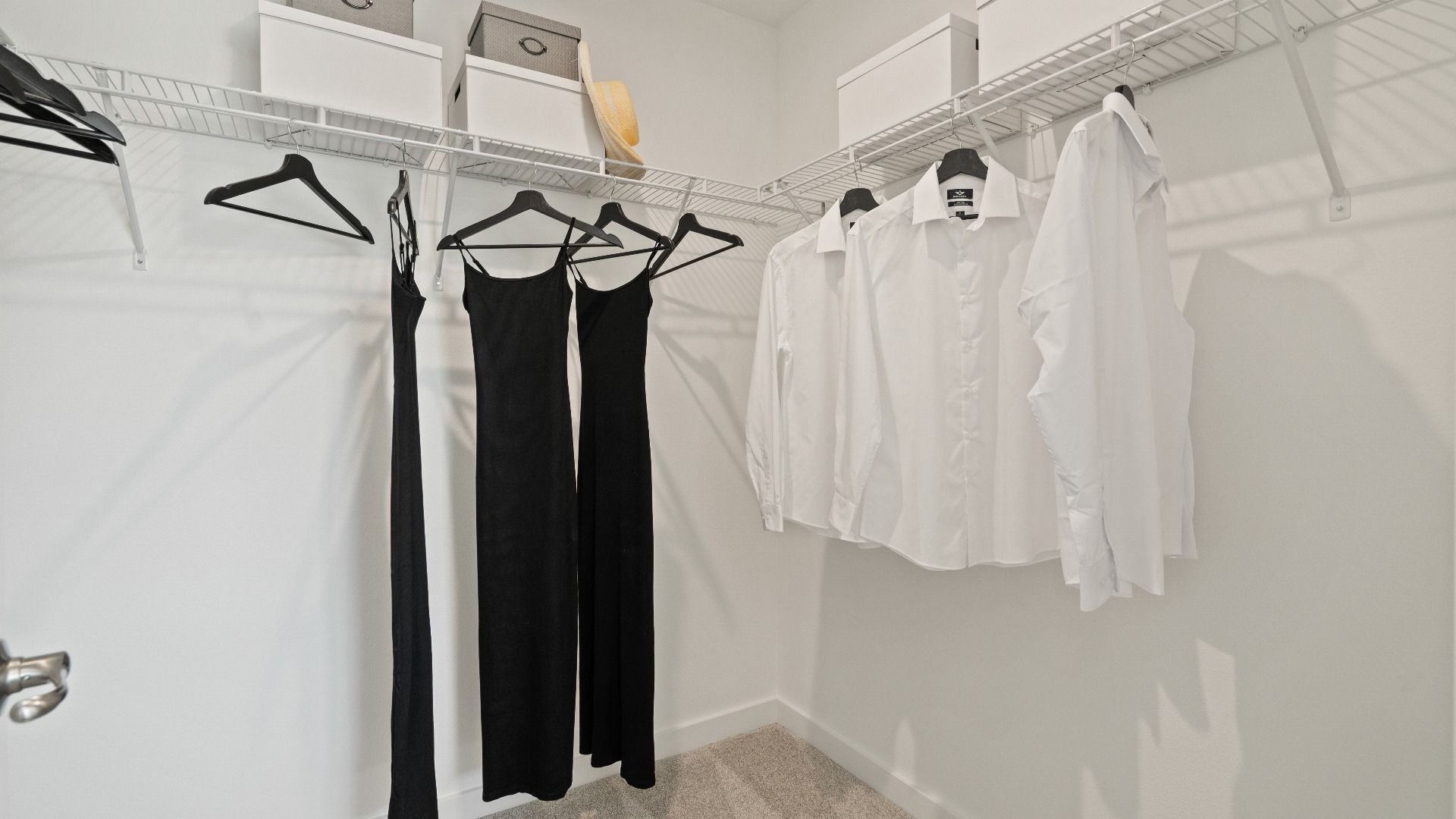 Primary suite walk-in closet in a DRB Homes Ambersweet model at the Trinity Place community.