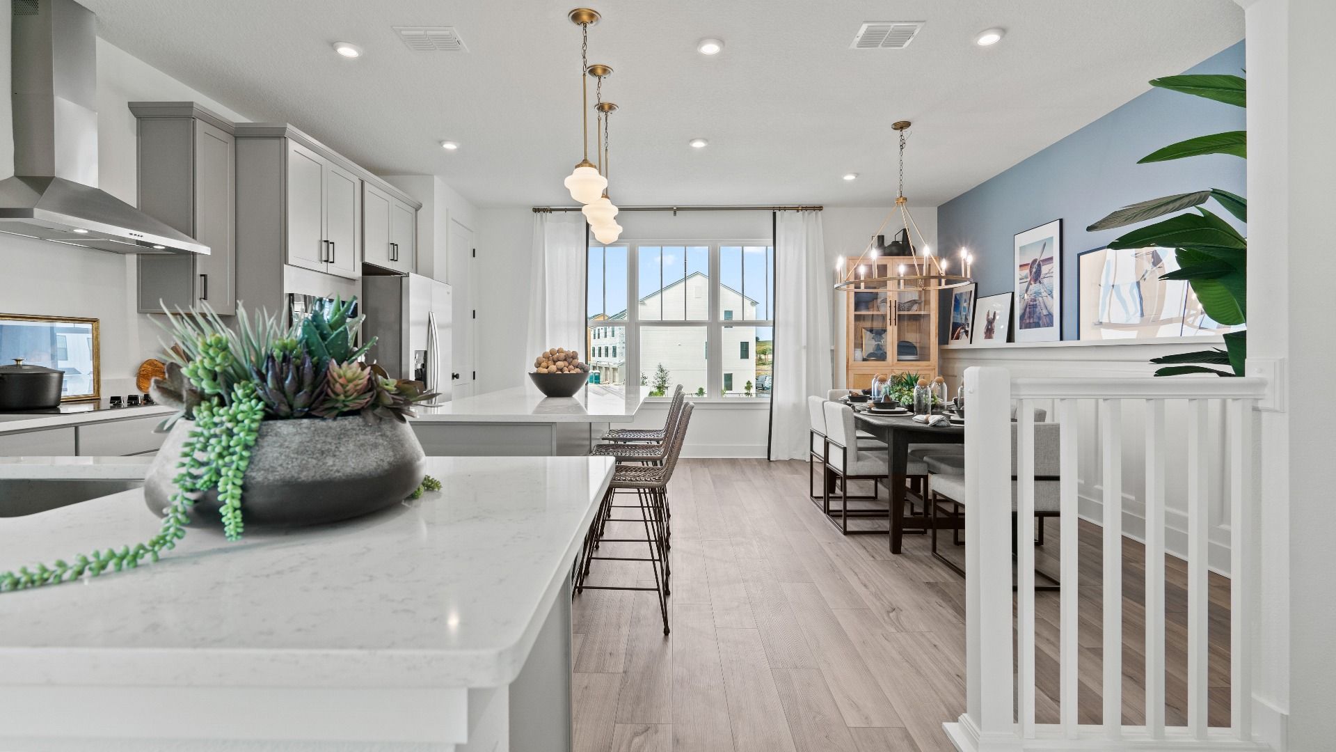 Natural lighting in our open concept kitchen and dining space at DRB homes with the Lantana Model