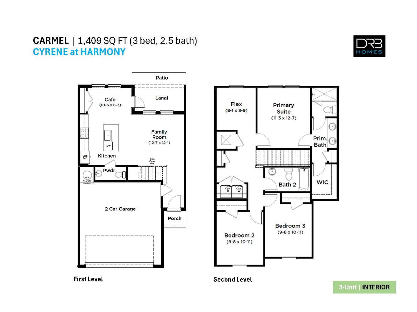 The Carmel  at Cyrene at Harmony Floor Plan Interior – 3-Bedroom, 2.5-Bath Luxury Townhome with Smart, Open-Concept Design