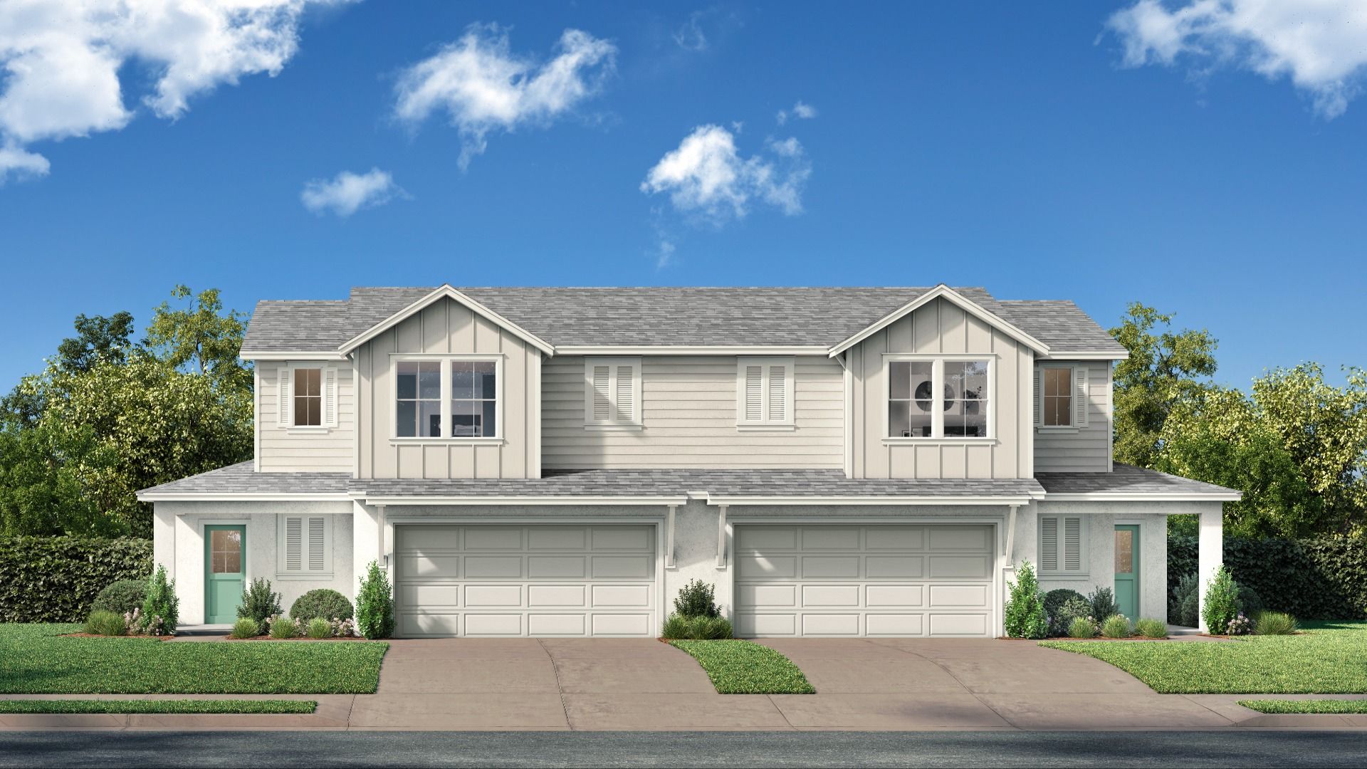 Our largest 3-4 Bedroom Monterey floorplan,  2 car garage, covered porch, and open living space.