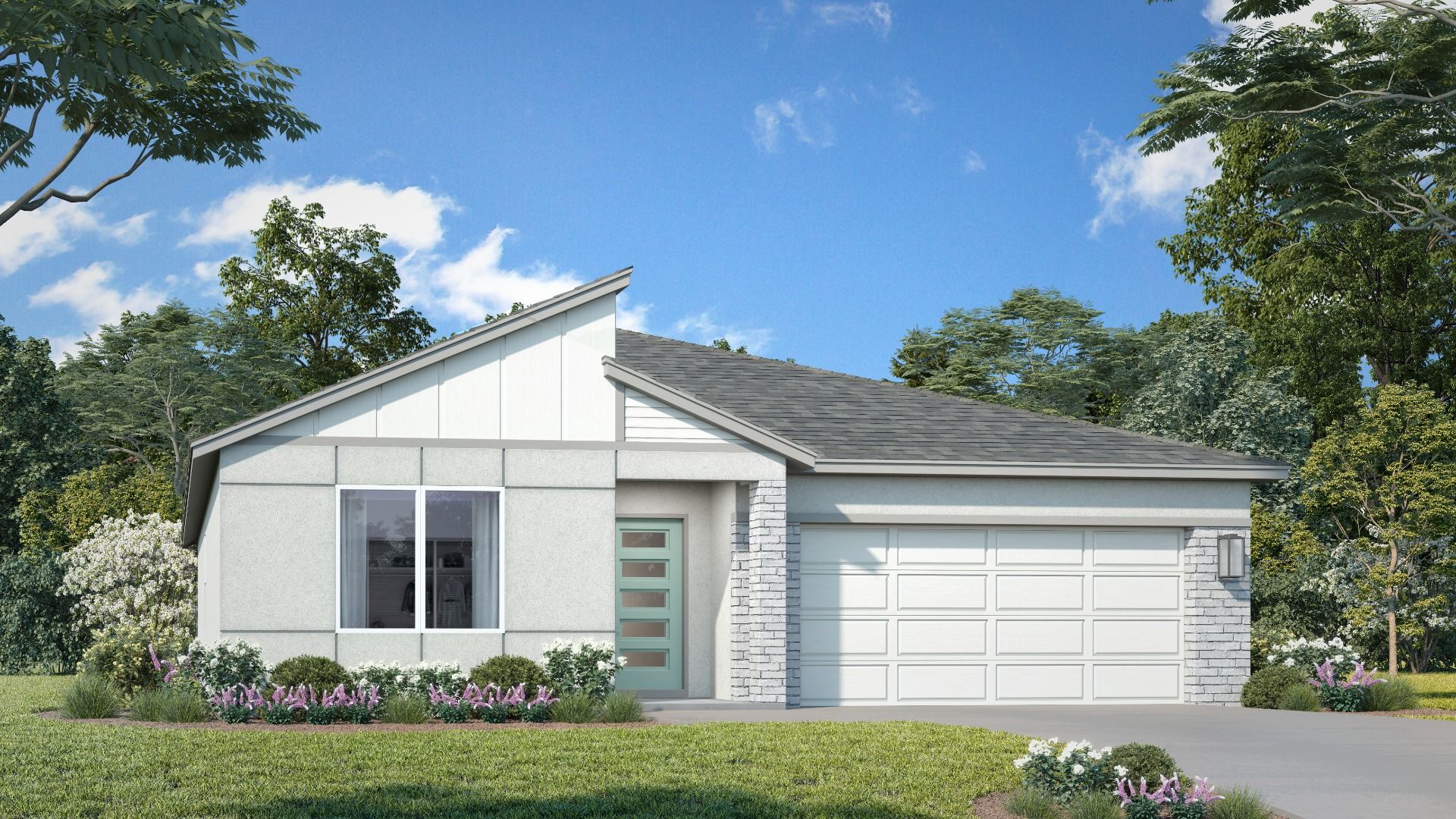 Atwood Modern Elevation by DRB Homes at Hamilton Bluff, a new construction home community in Haines City, Florida.