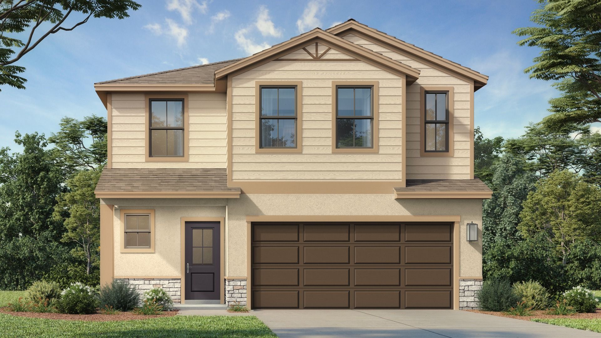 The Naples Coastal Elevation at Grasslands West by DRB Homes.