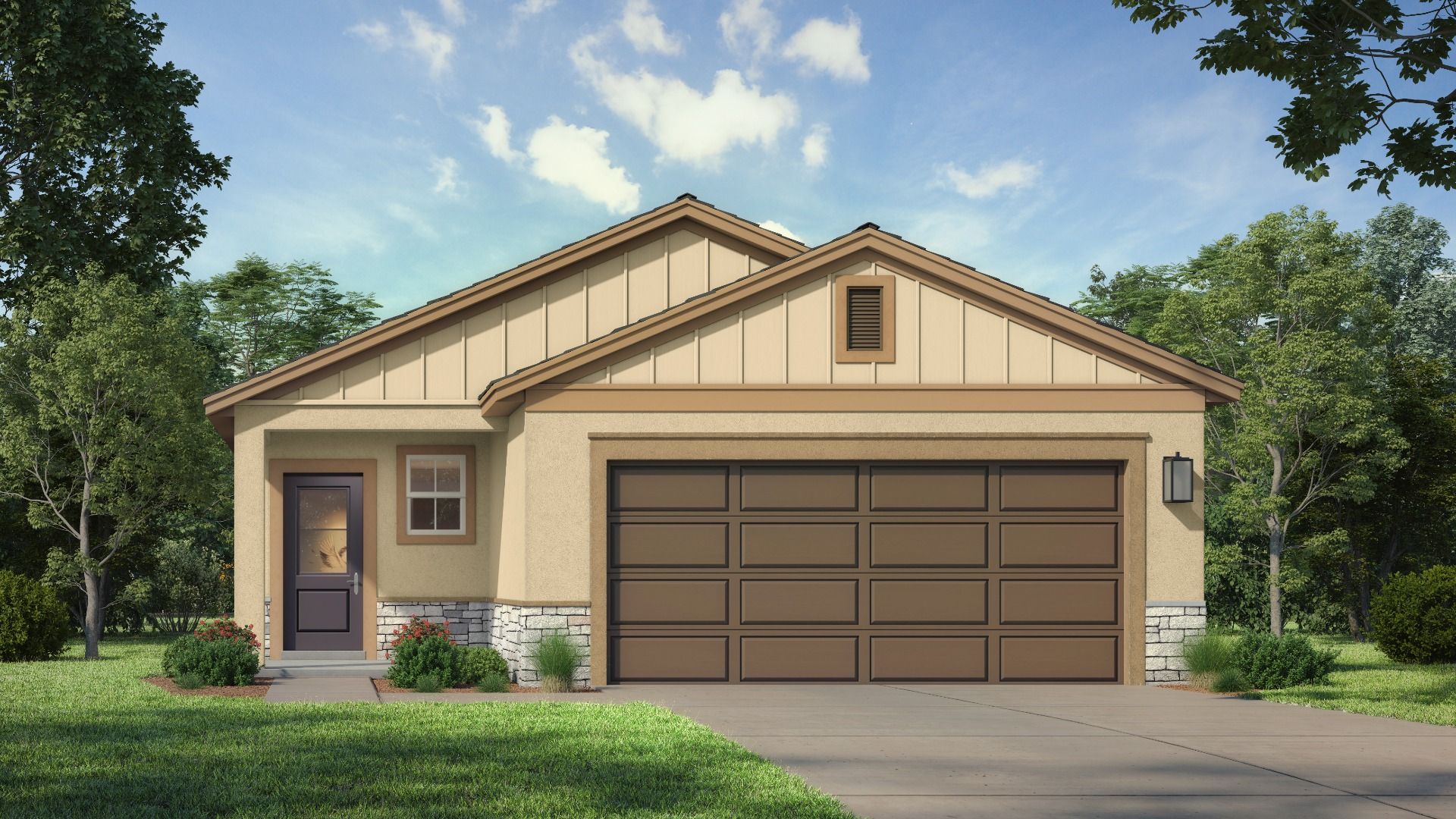 The Atlantic Farmhouse Elevation at Grasslands West in Lakeland, FL by DRB Homes.