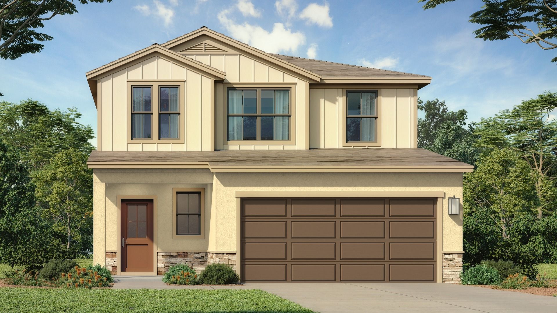The Jupiter Farmhouse Elevation at Grasslands West by DRB Homes.