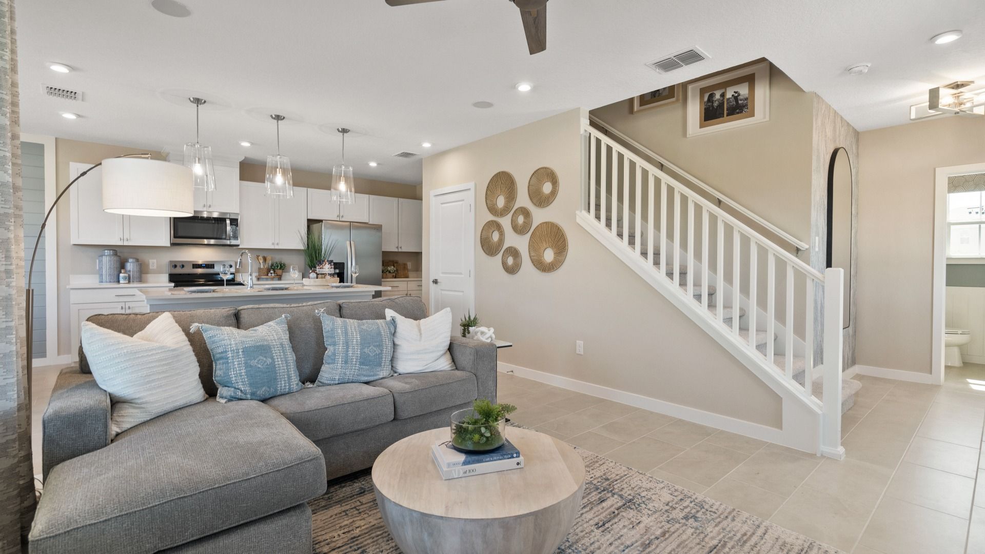 Beautiful living space by DRB Homes, featuring an open staircase and spacious layout for comfort and style