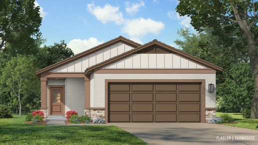 Grasslands West Gated Community on a golf course from DRB homes with the  Flagler Farmhouse