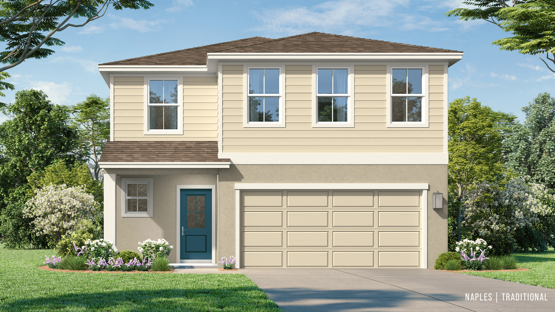 Naples Traditional elevation at Willowbrook North, a New lakefront home community in Winter Haven, FL