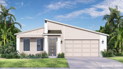 Bold and contemporary, the Buttonwood in Modern elevation delivers standout curb appeal at Trailside in Mount Dora.