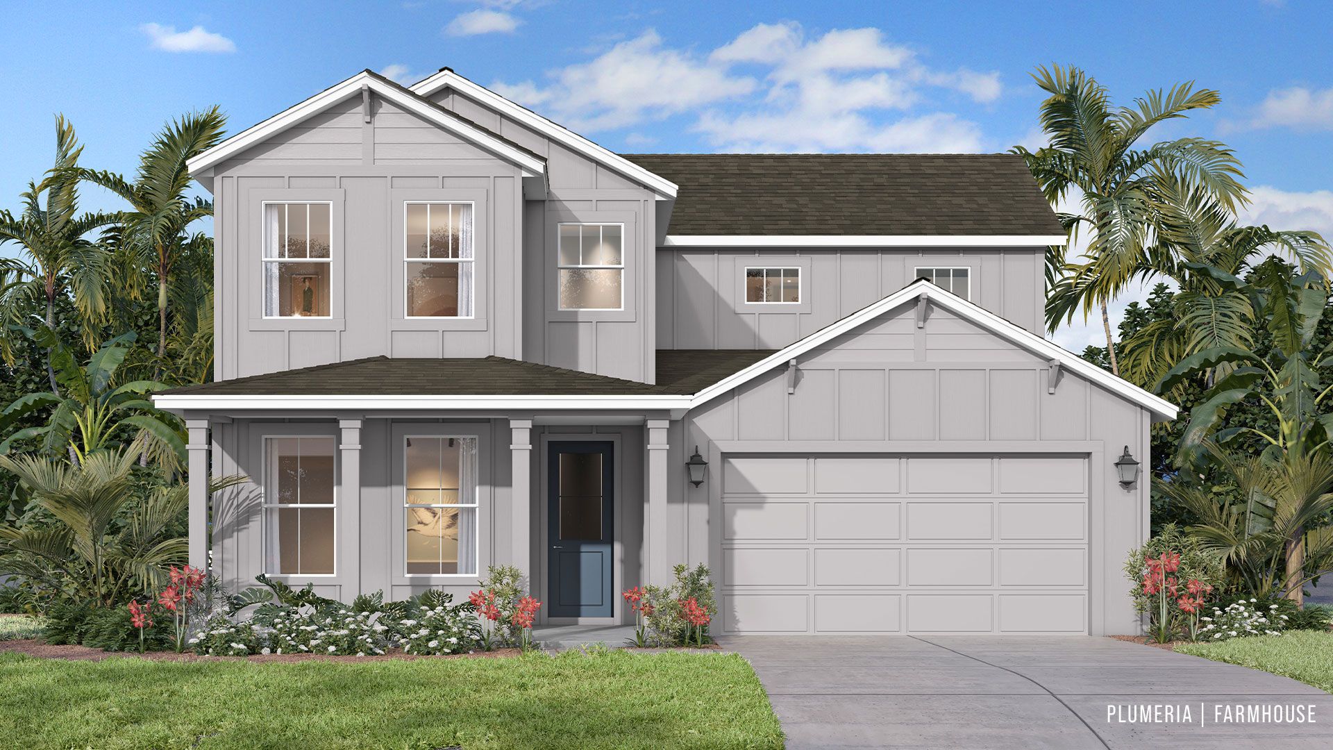 With its iconic gables and cozy porch, the Plumeria Farmhouse brings charm and space to Trailside in Mount Dora.