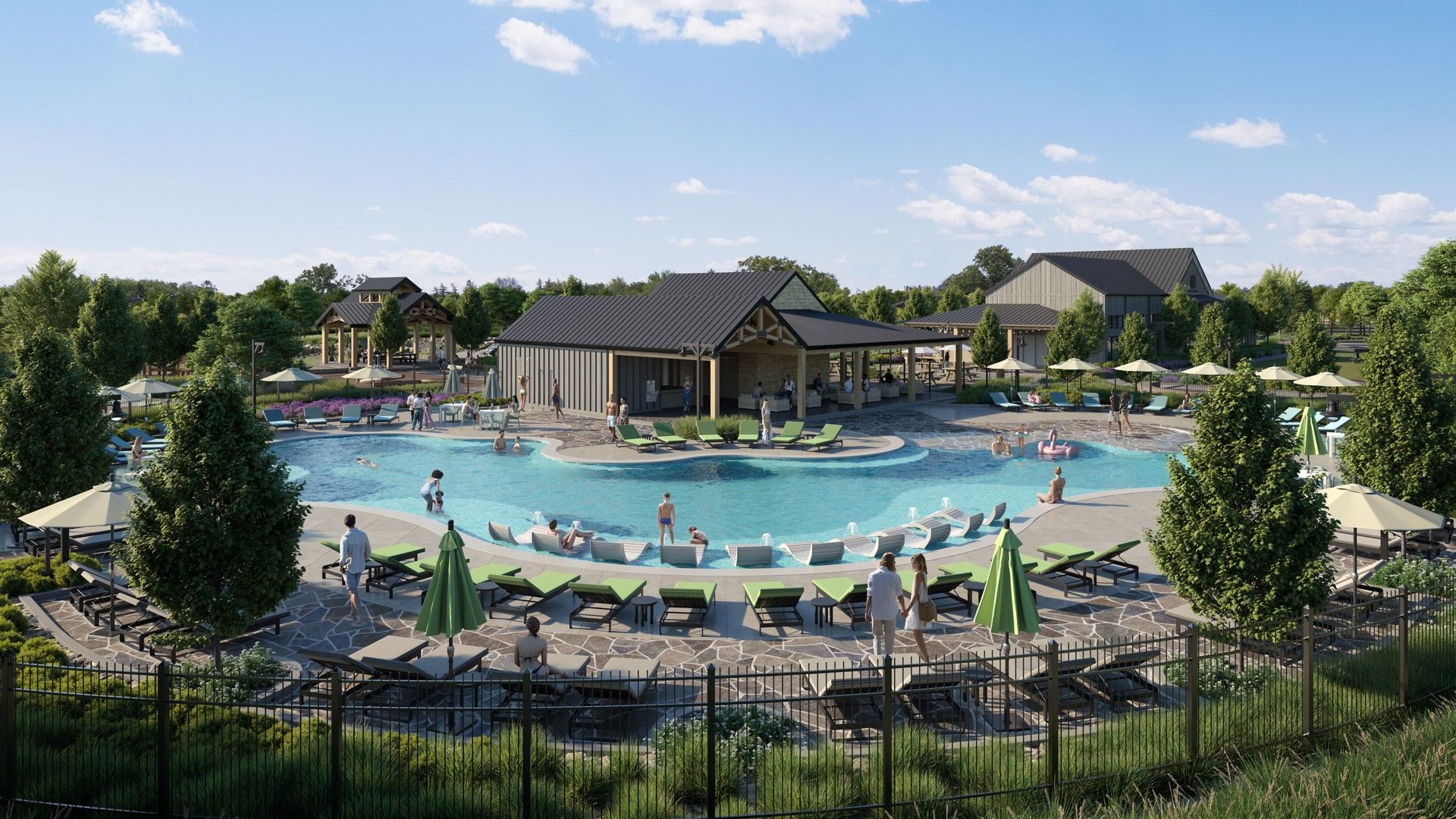 Elegant poolside retreat with contemporary design and lavish landscaping in Flora community, offering serene luxury.