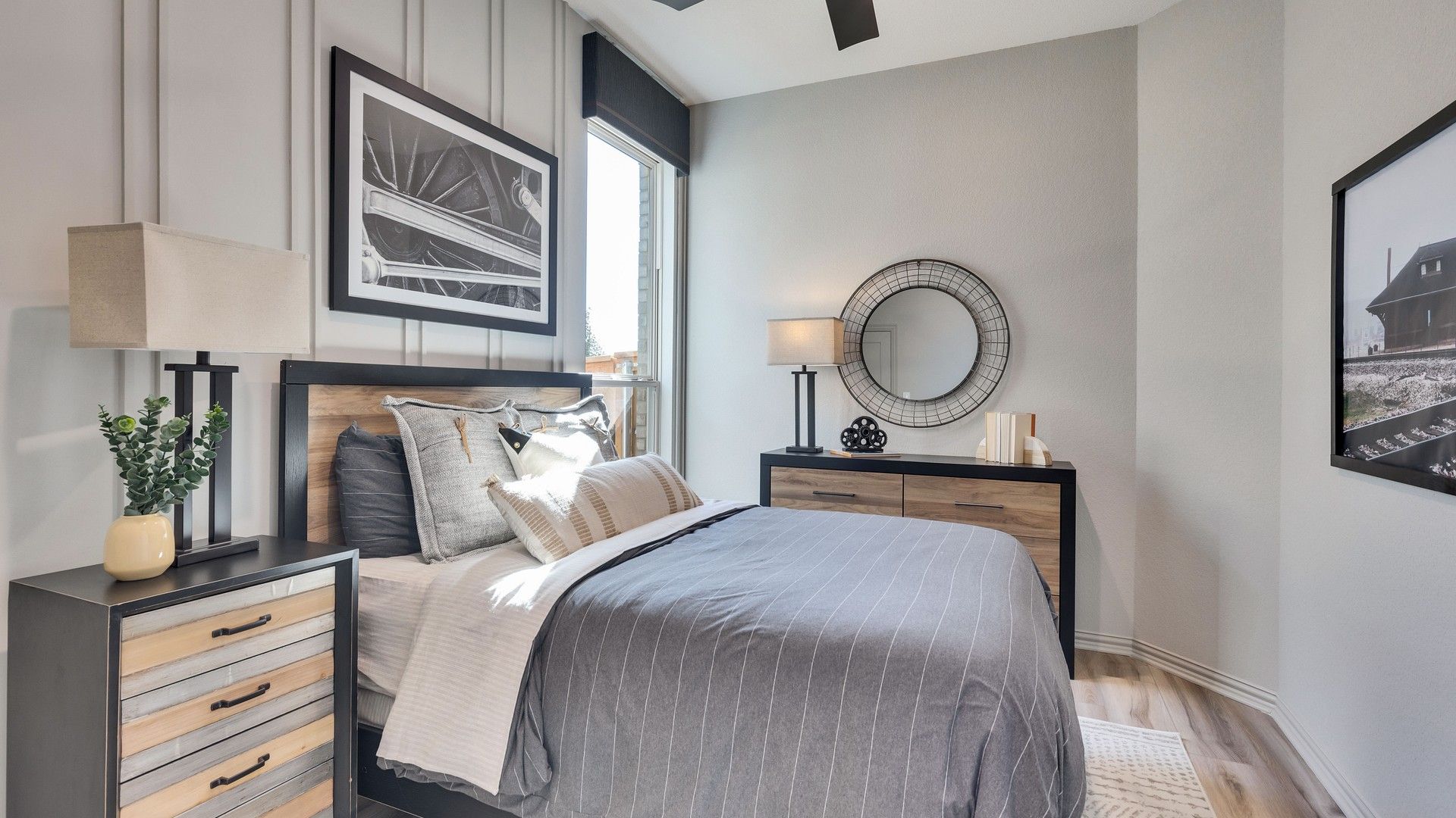Experience luxurious living with sleek wood accents and expansive windows in Briarwood.