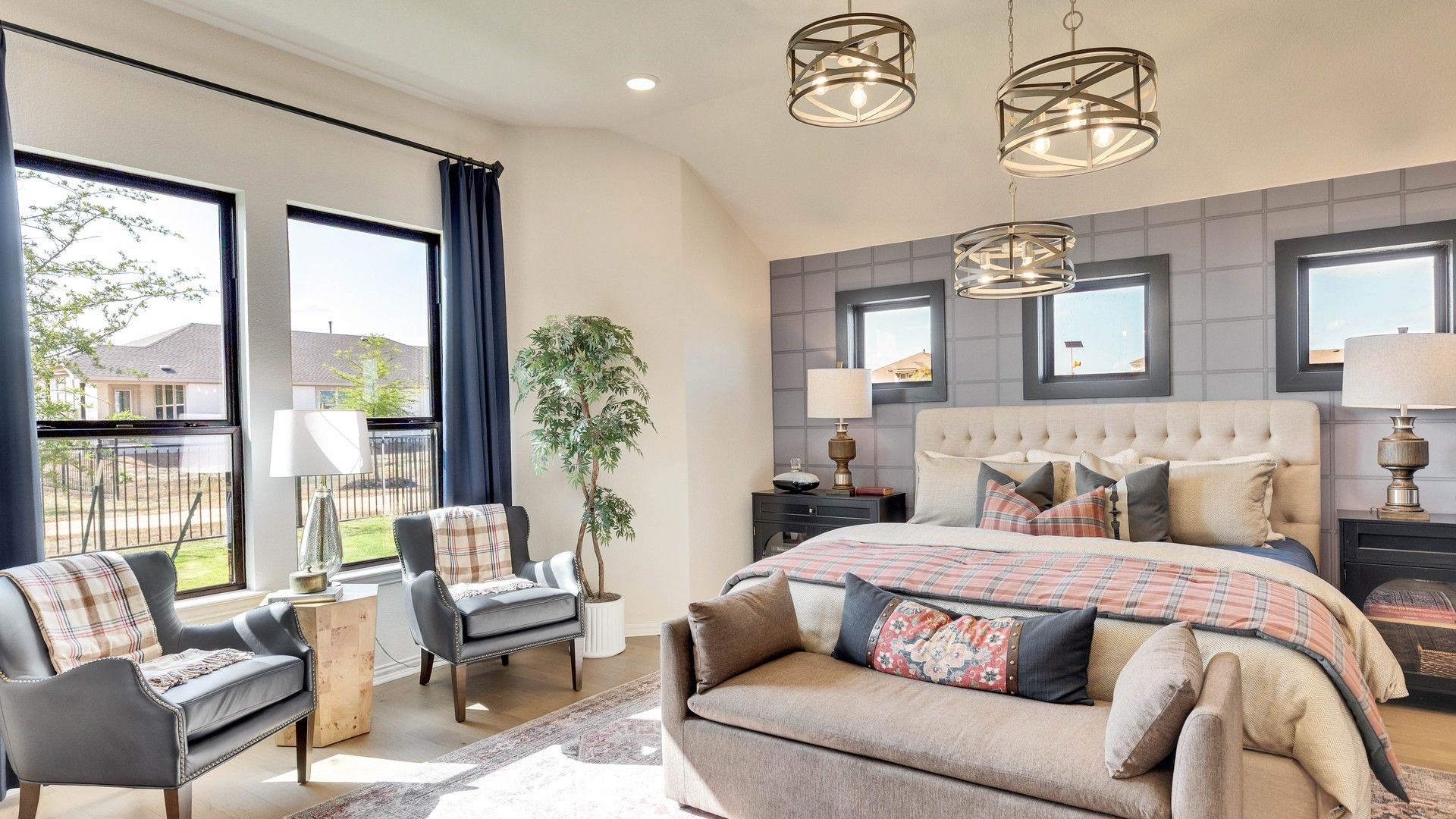 Revel in sophisticated design with plush textures and elegant lighting in Lakeside Meadows.
