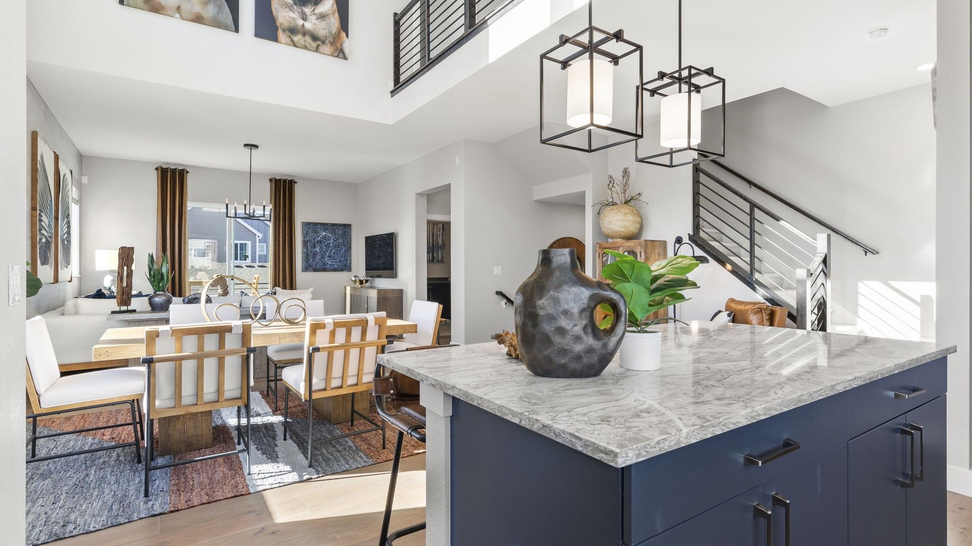 Experience sophistication with high ceilings, chic lighting, and designer accents in Dillon Pointe.