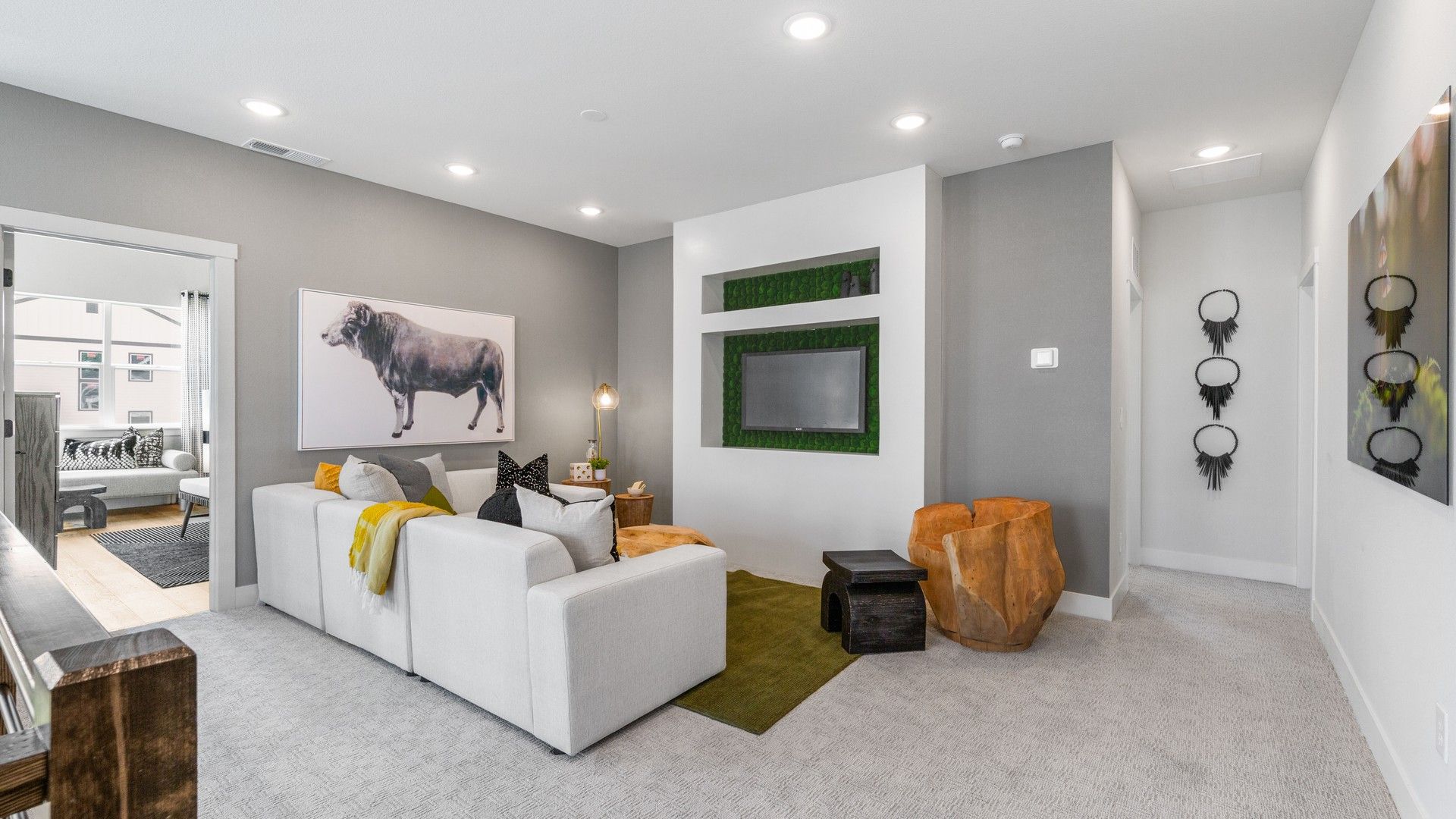 Revel in sophisticated design, recessed lighting, and contemporary art in Dillon Pointe's chic interiors.
