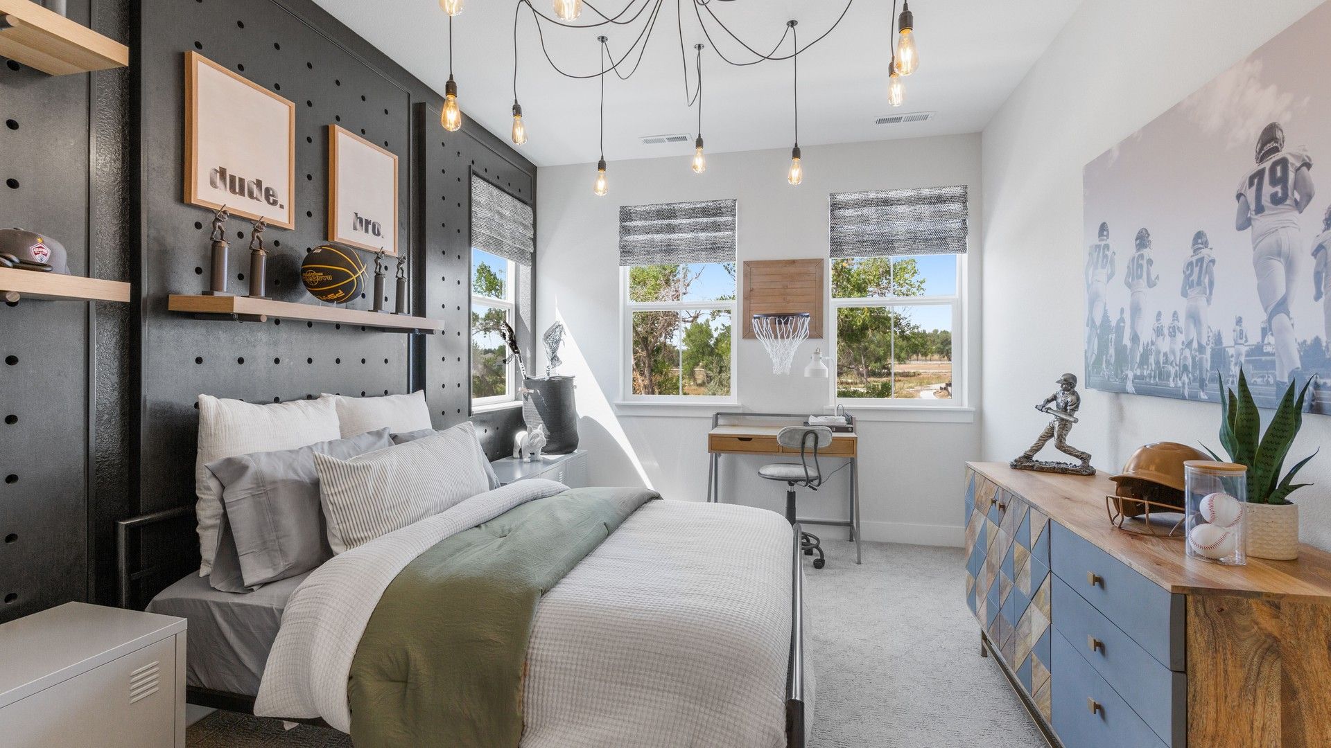 Experience chic sports-themed elegance with custom wood accents in Dillon Pointe's unique residences.