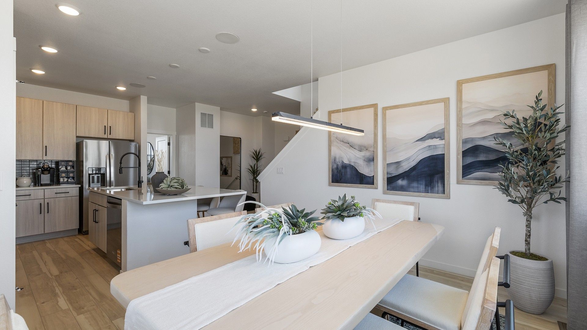 Experience luxury with modern architectural design in this elegant single-family home interior.